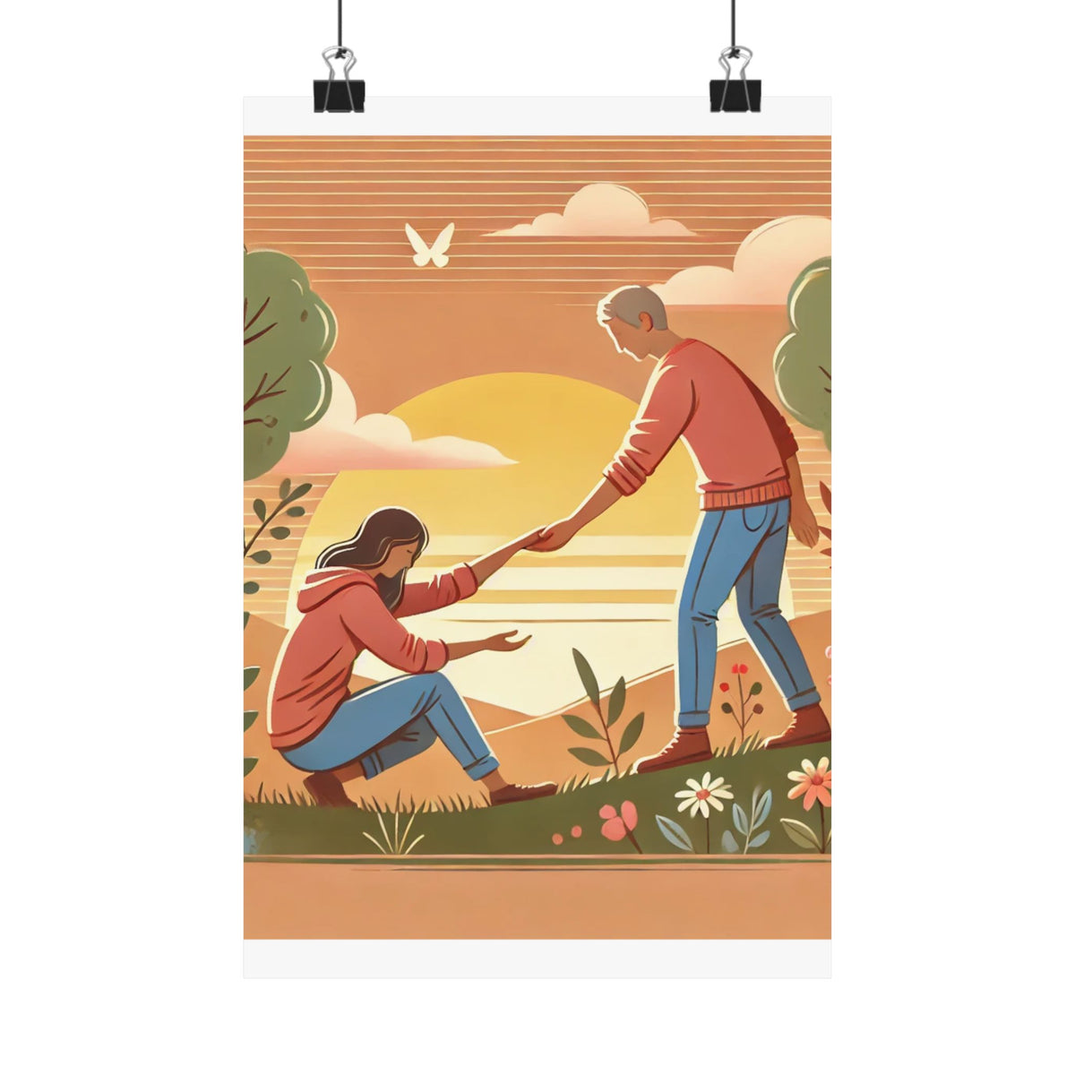 Helping Hands Sunset Garden Wall Art Poster