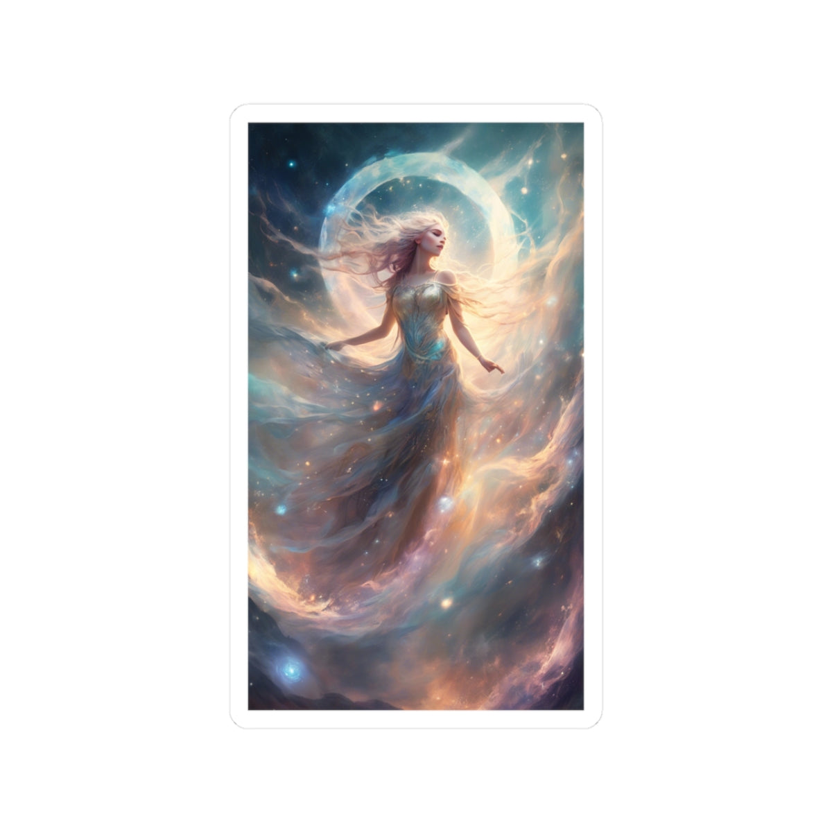 Moonlit Celestial Dancer Fantasy Portrait Sticker