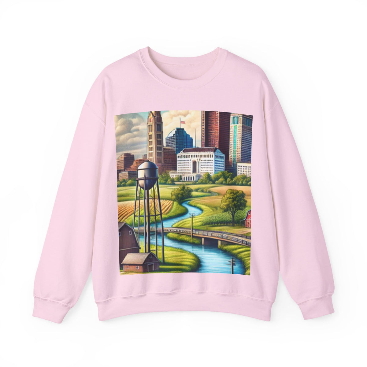 Rural River City Skyline Hometown Landscape Sweatshirt