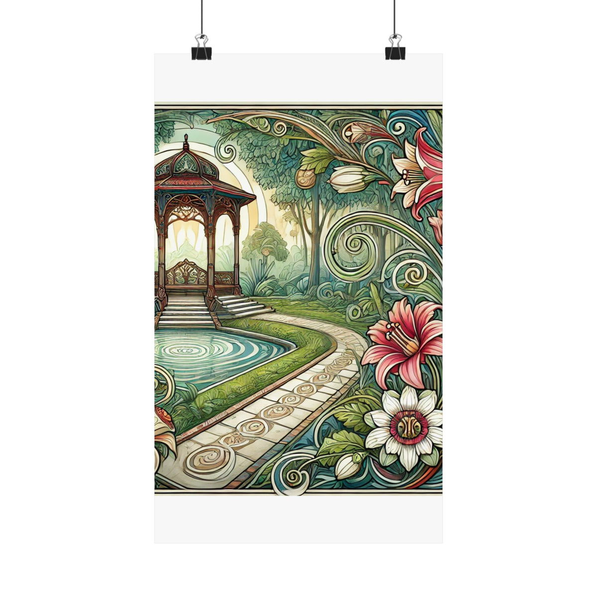 Botanical Gazebo Garden Art Nouveau Wall Art Poster
