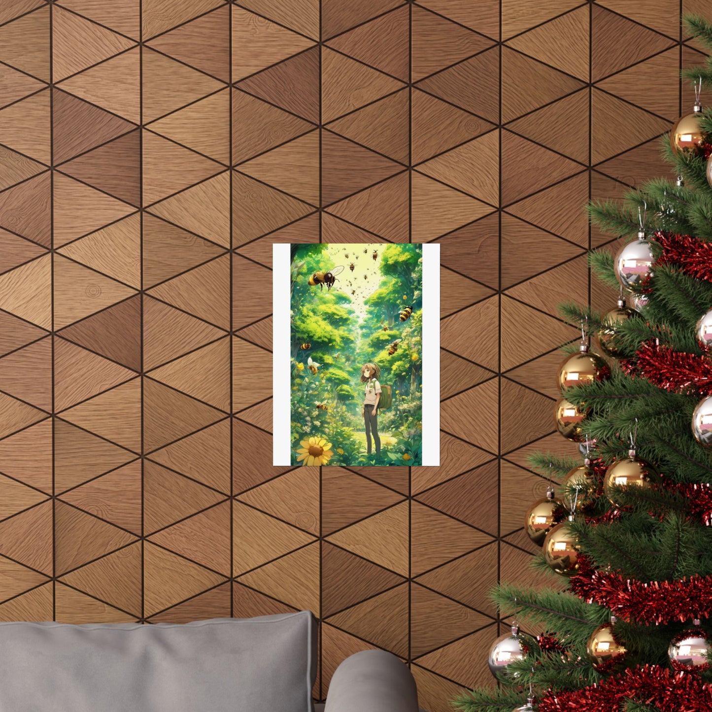 Bee Garden Explorer Anime Nature Art Poster