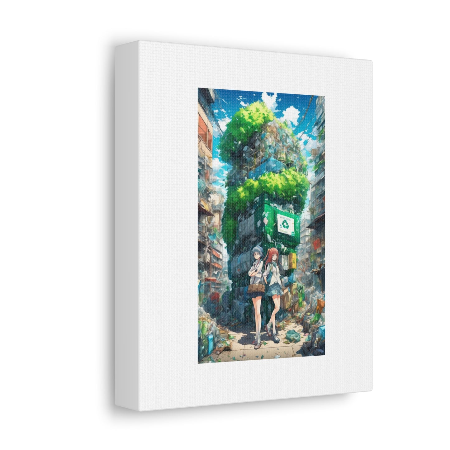 Urban Recycling Anime Friends Eco City Canvas Print
