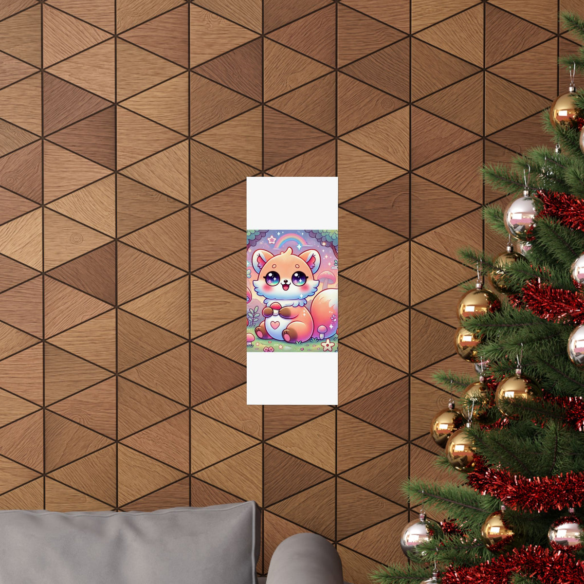 Pastel Woodland Fox Mushroom Kawaii Wall Art Poster