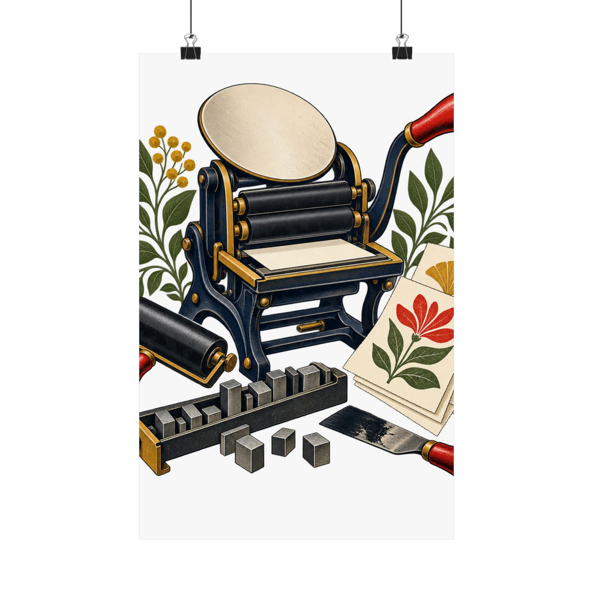 Botanical Letterpress Printshop Poster