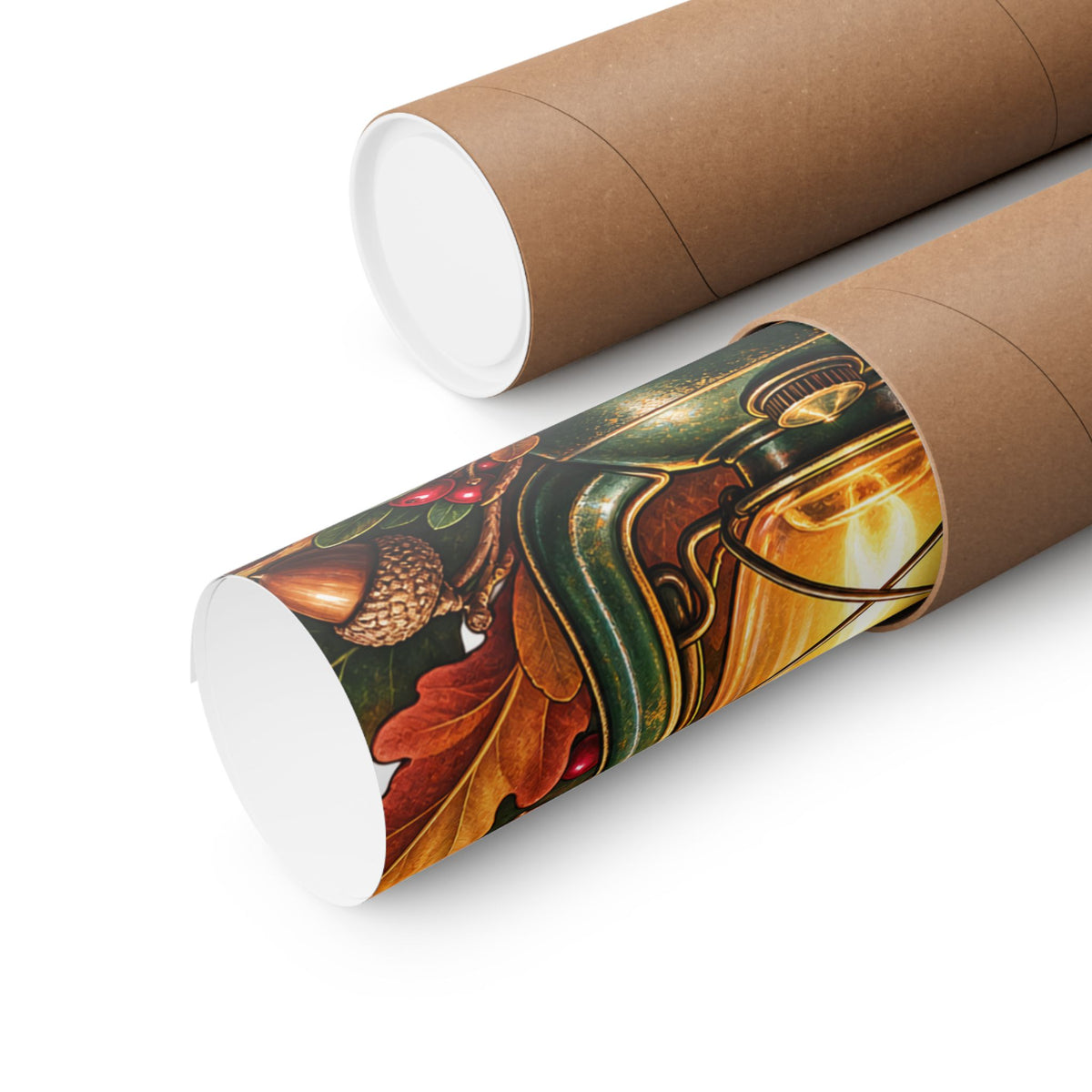 Autumn Oak Lantern and Acorns Poster