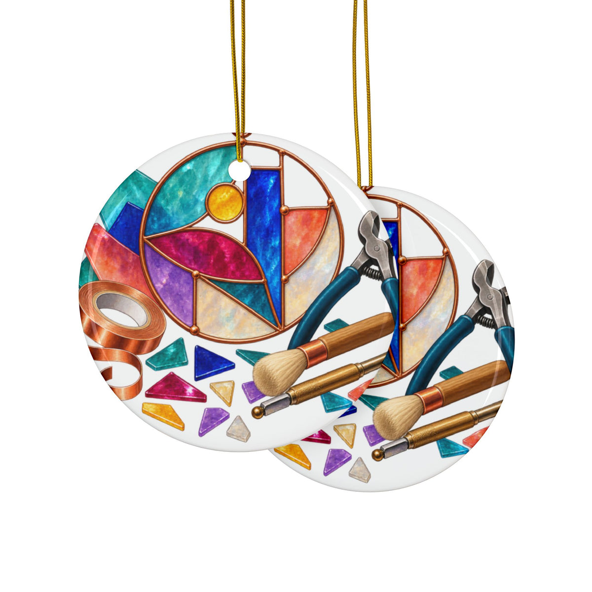 Abstract Stained Glass Suncatcher Workshop Round Ornament