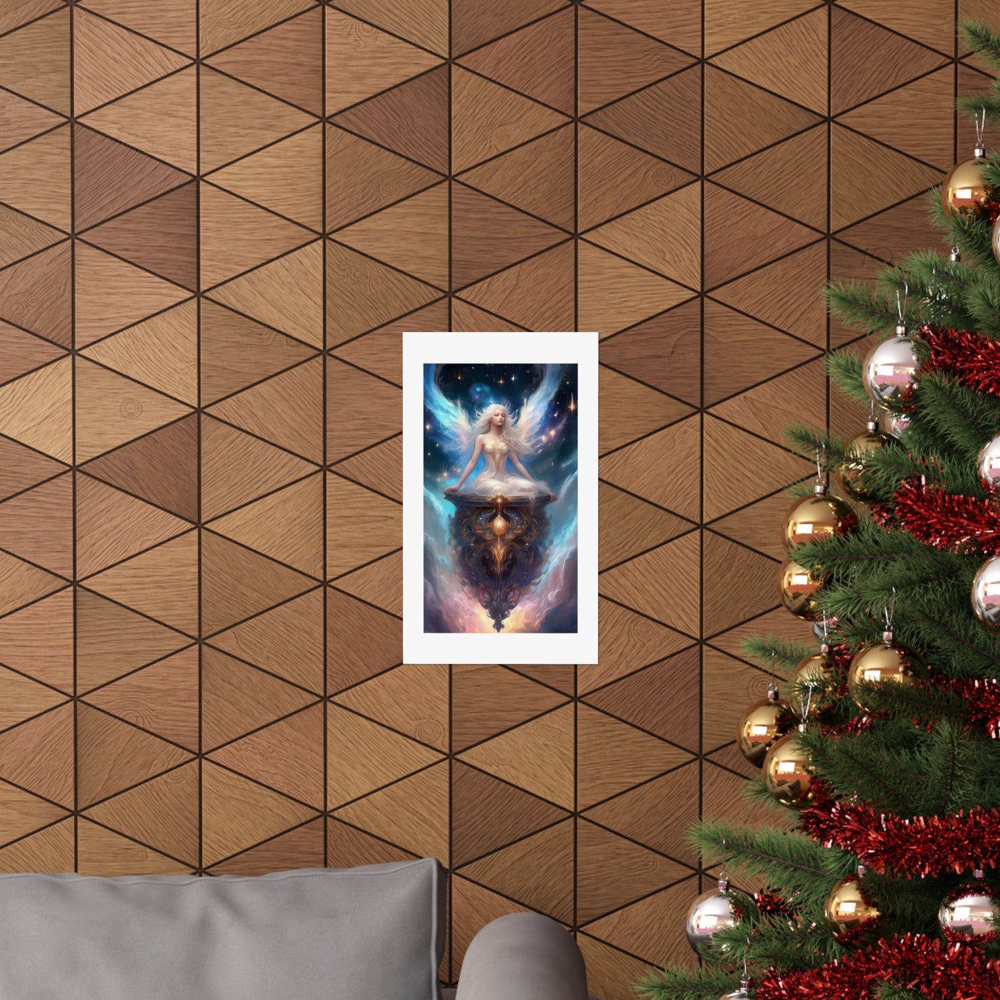 Celestial Winged Meditation Fantasy Portrait Poster