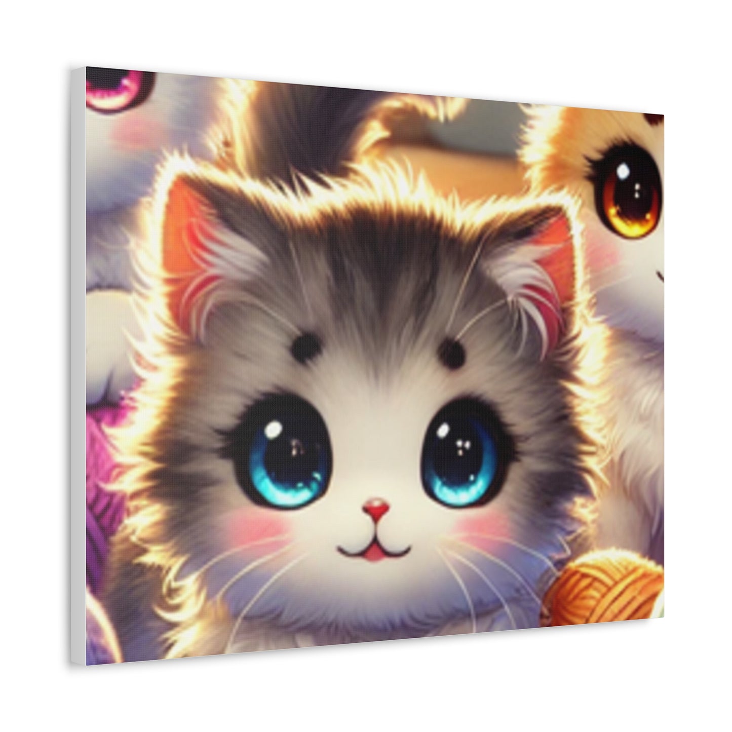 Cozy Yarn Kittens Cute Cat Canvas Knitting Room Wall Art Gift