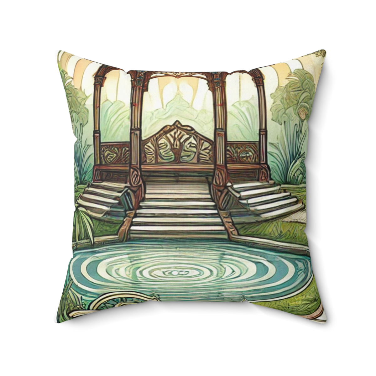 Botanical Gazebo Garden Art Nouveau Decorative Pillow