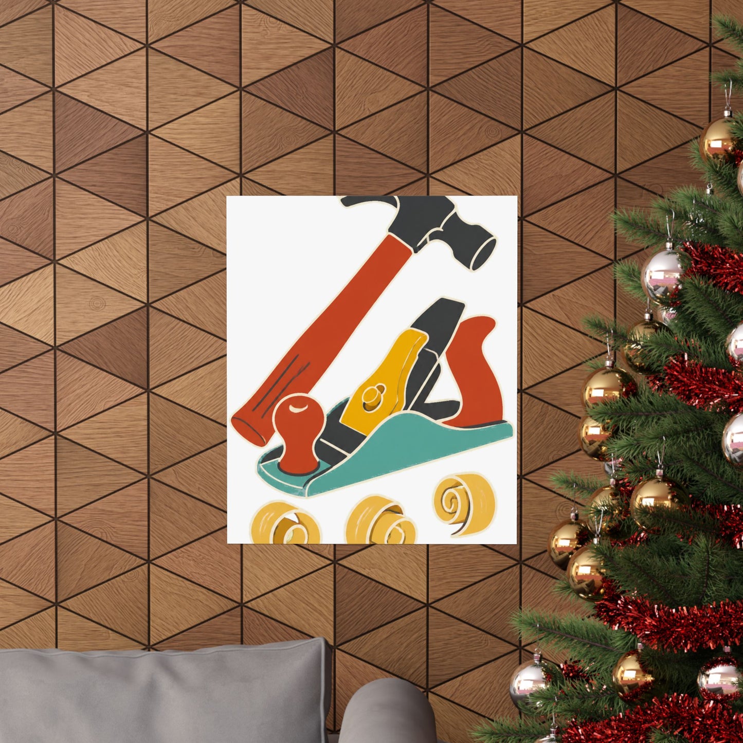 Carpenter Hammer Hand Plane Woodworking Art Poster