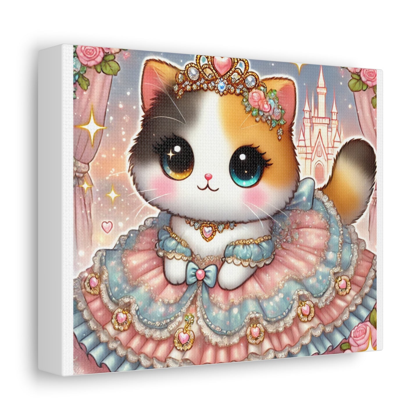 Pastel Princess Calico Cat Fantasy Canvas Wall Art