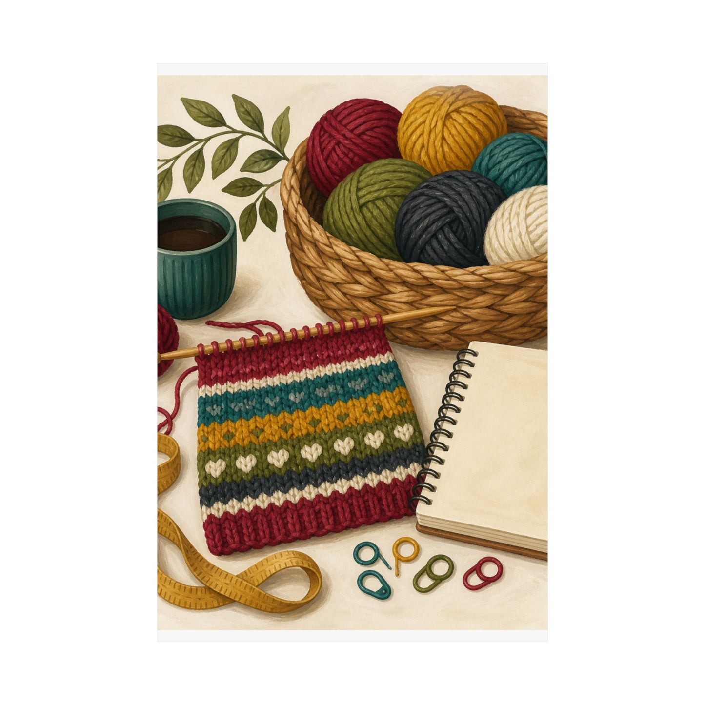 Cozy Knitting and Yarn Hobby Art Poster