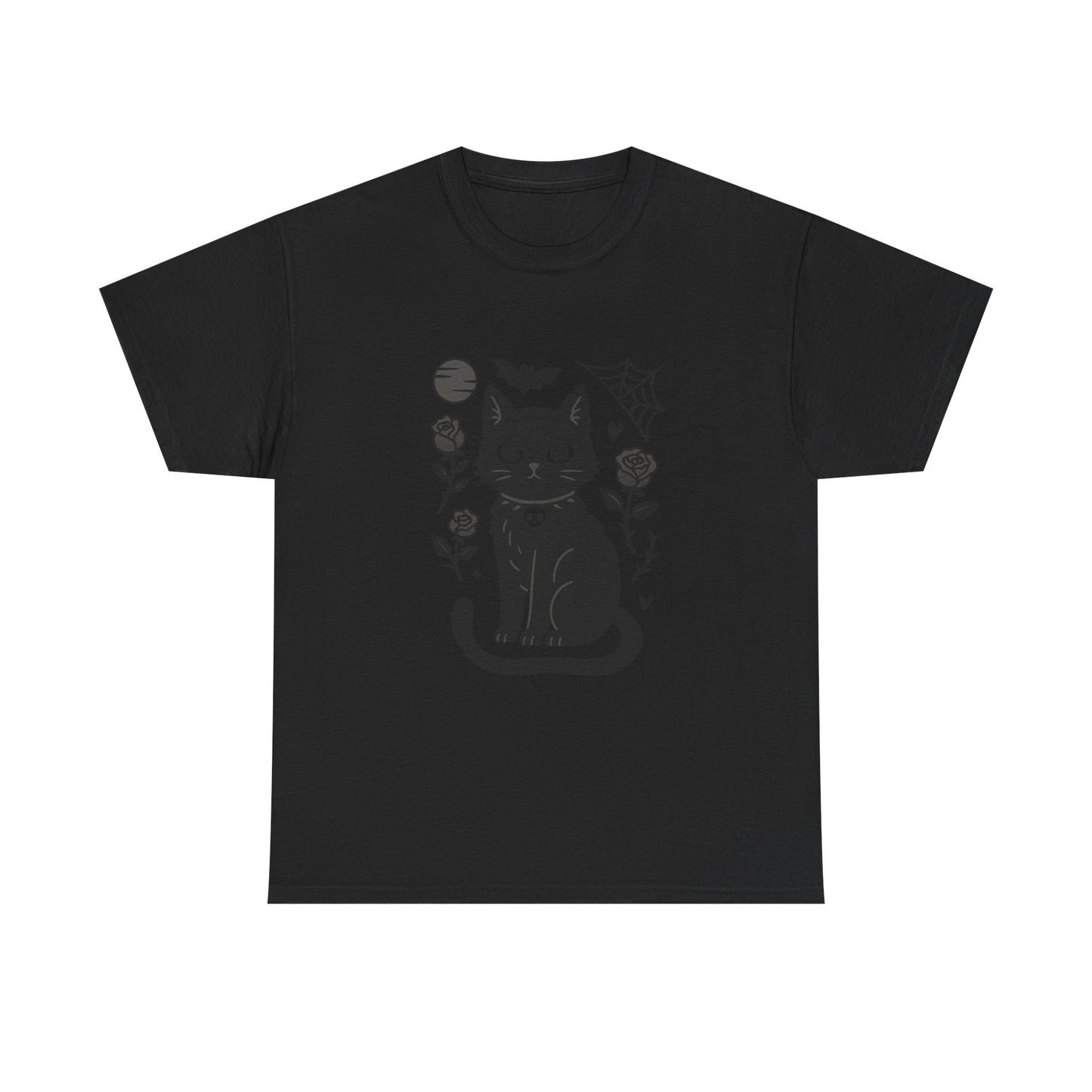 Cute Black Cat & Roses Tee - Unisex T-Shirt, Halloween Gift, Cat Lover Shirt, Spooky Apparel, Fall Fashion