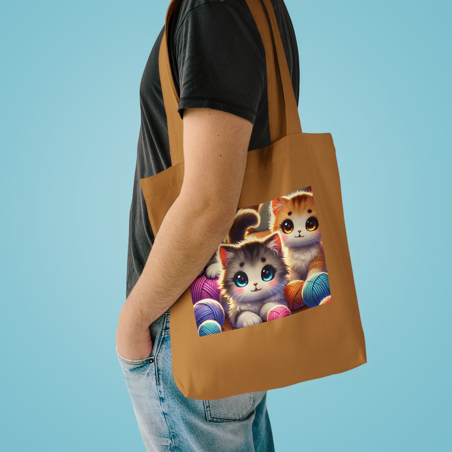 Cozy Yarn Kittens Cute Cat Lover Knitting Tote Bag for Crafters