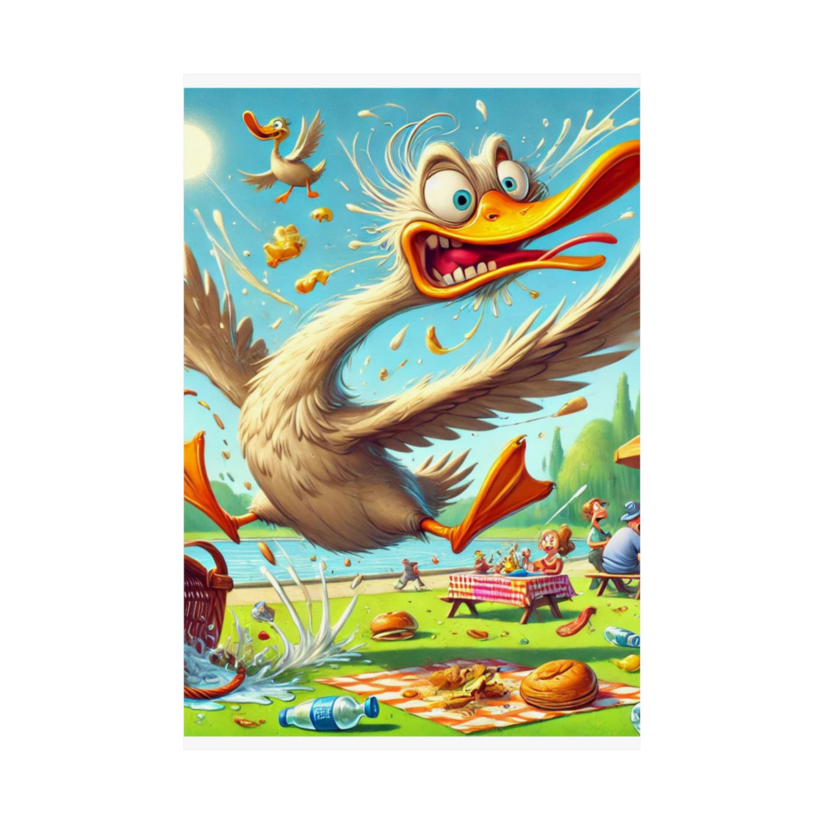 Chaotic Picnic Duck Funny Summer Wall Art Poster