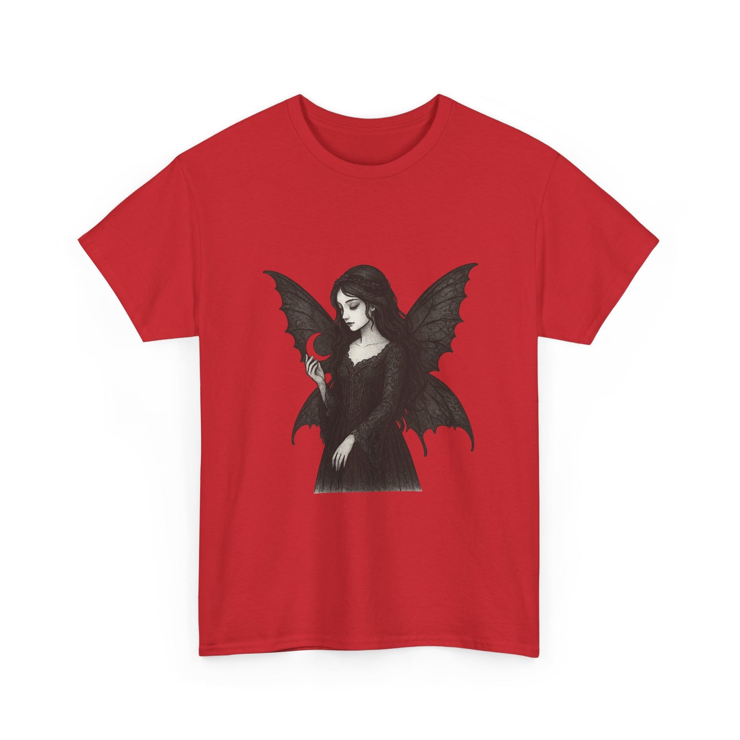 Gothic Fairy Tee, Unisex Cotton T-Shirt with Bat Wings, Forest Aesthetic Shirt, Perfect for Halloween, Casual Wear, Emo Witch