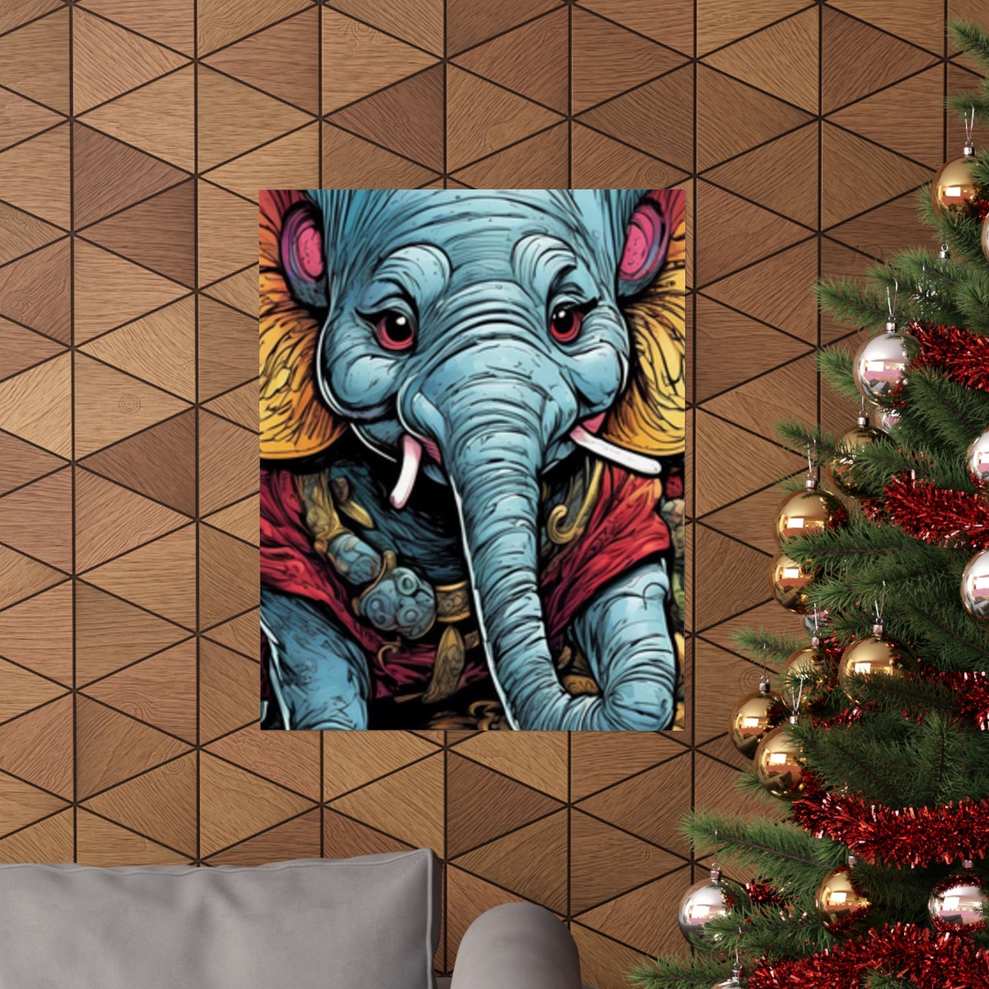 Colorful Elephant Garden Parade Wildlife Wall Art Poster