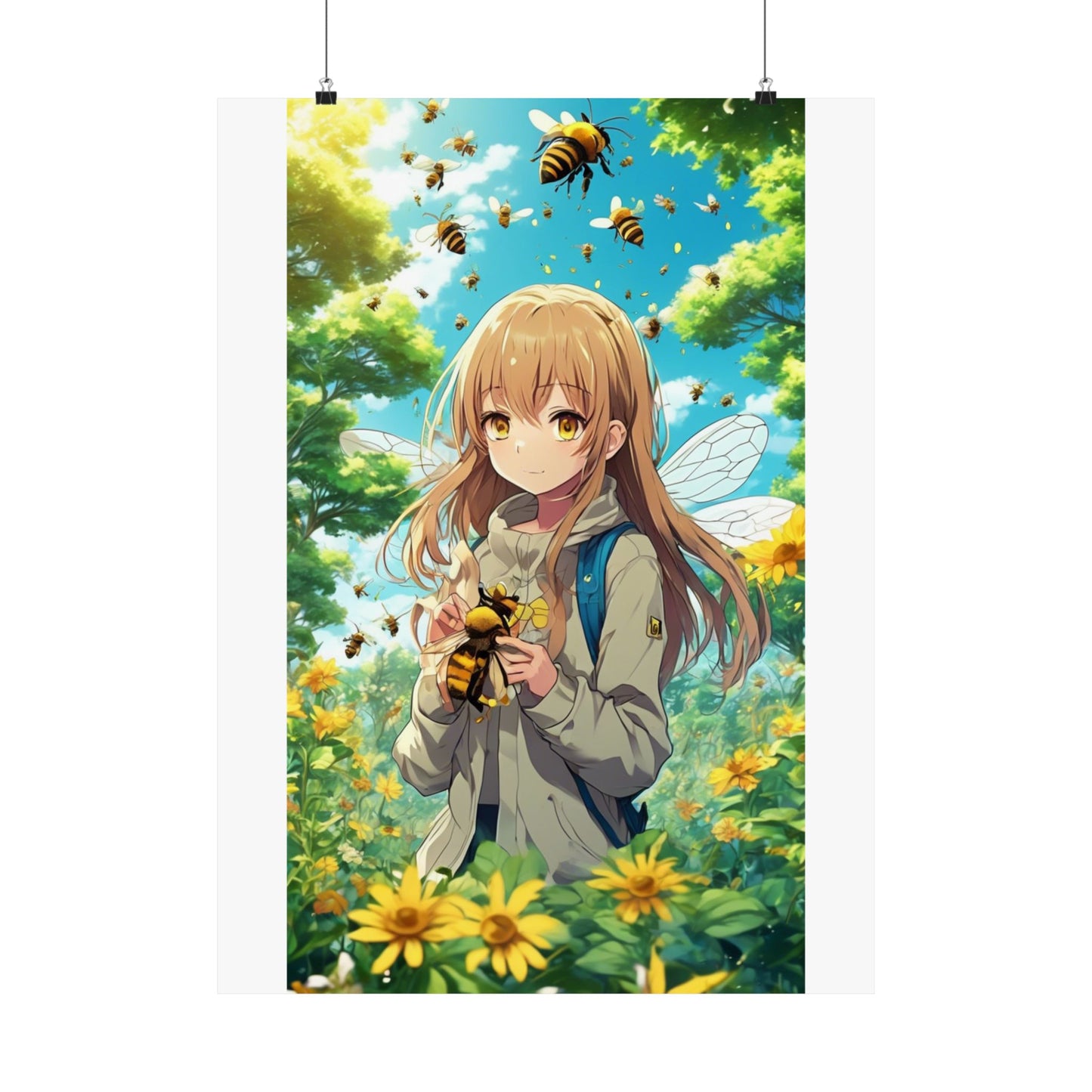 Bee Fairy Garden Anime Nature Art Poster