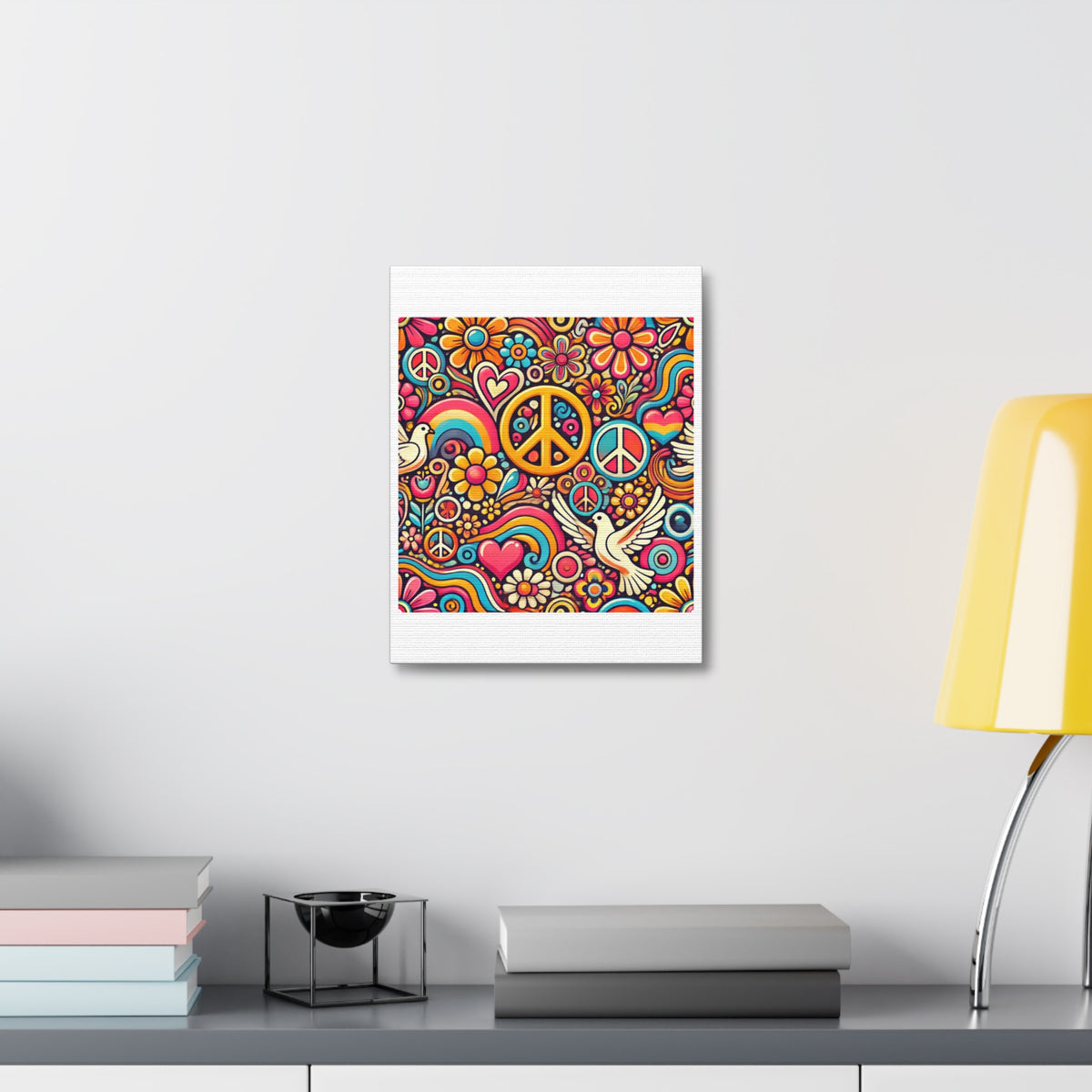 Colorful Peace Floral Pattern Canvas Wall Art