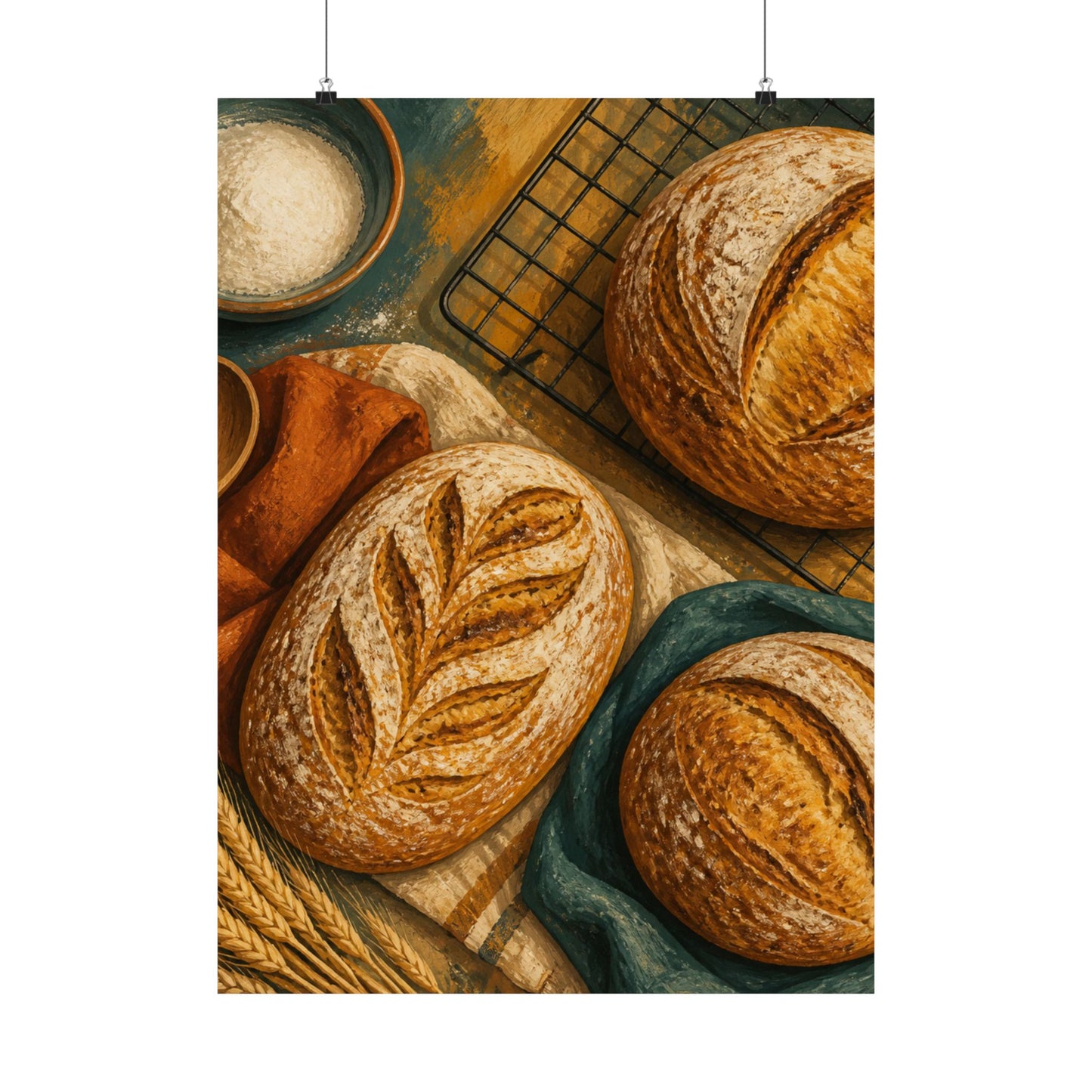 Artisan Bread Baking Still Life Poster