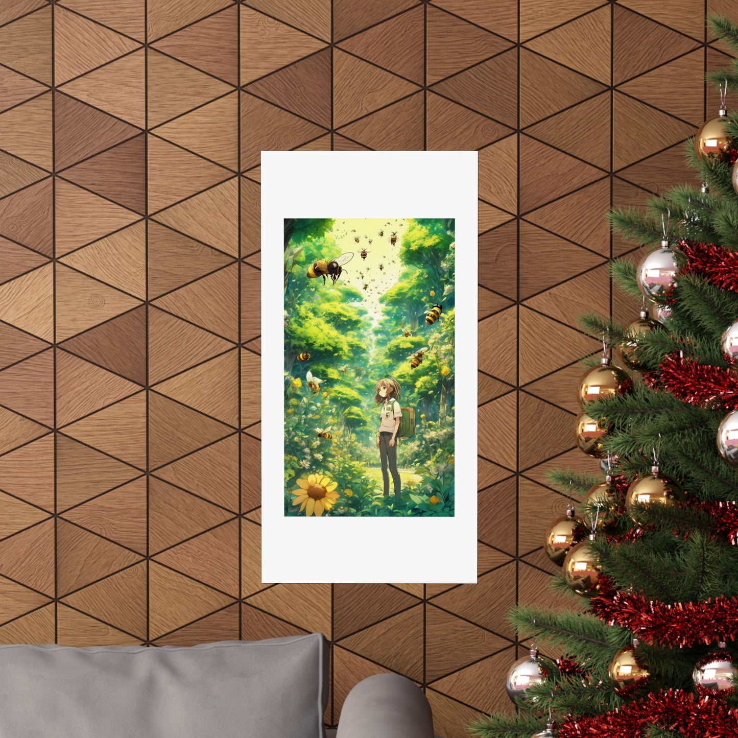 Bee Garden Explorer Anime Nature Art Poster
