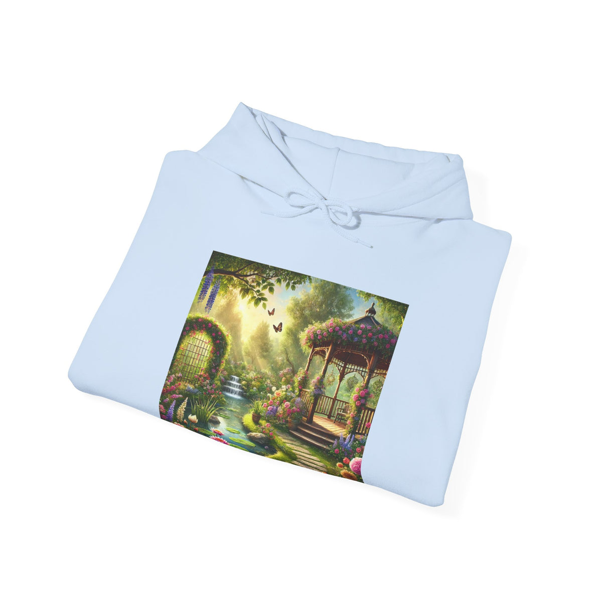 Sunlit Rose Gazebo Cottage Garden Hoodie