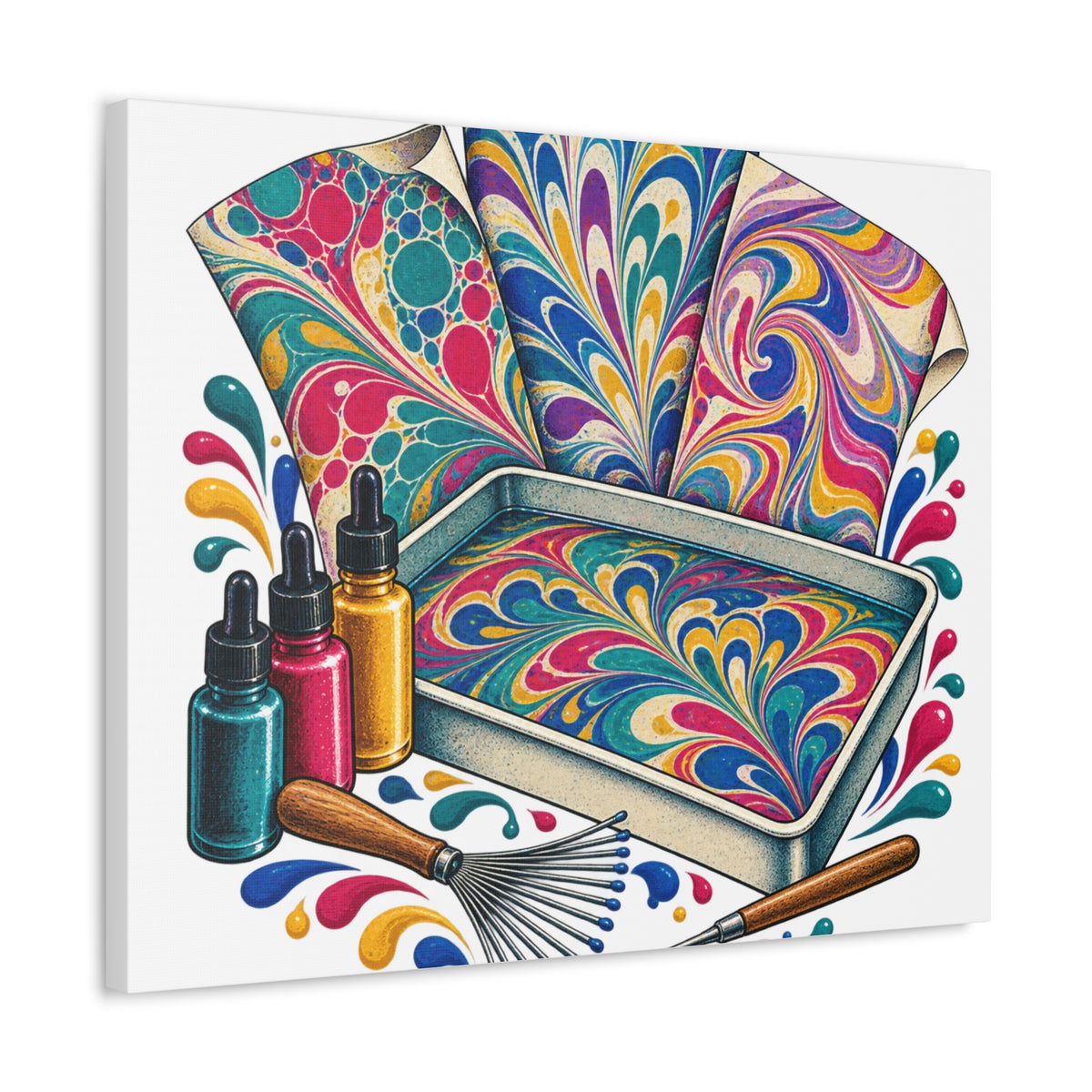 Colorful Paper Marbling Workshop Canvas