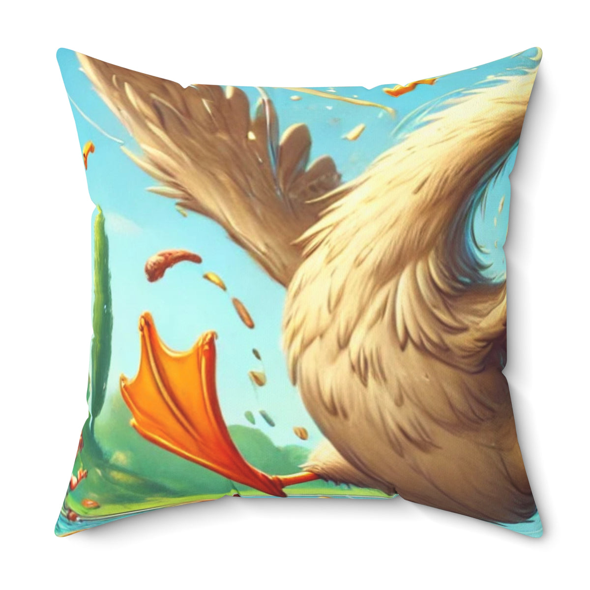 Chaotic Picnic Duck Funny Summer Decorative Pillow