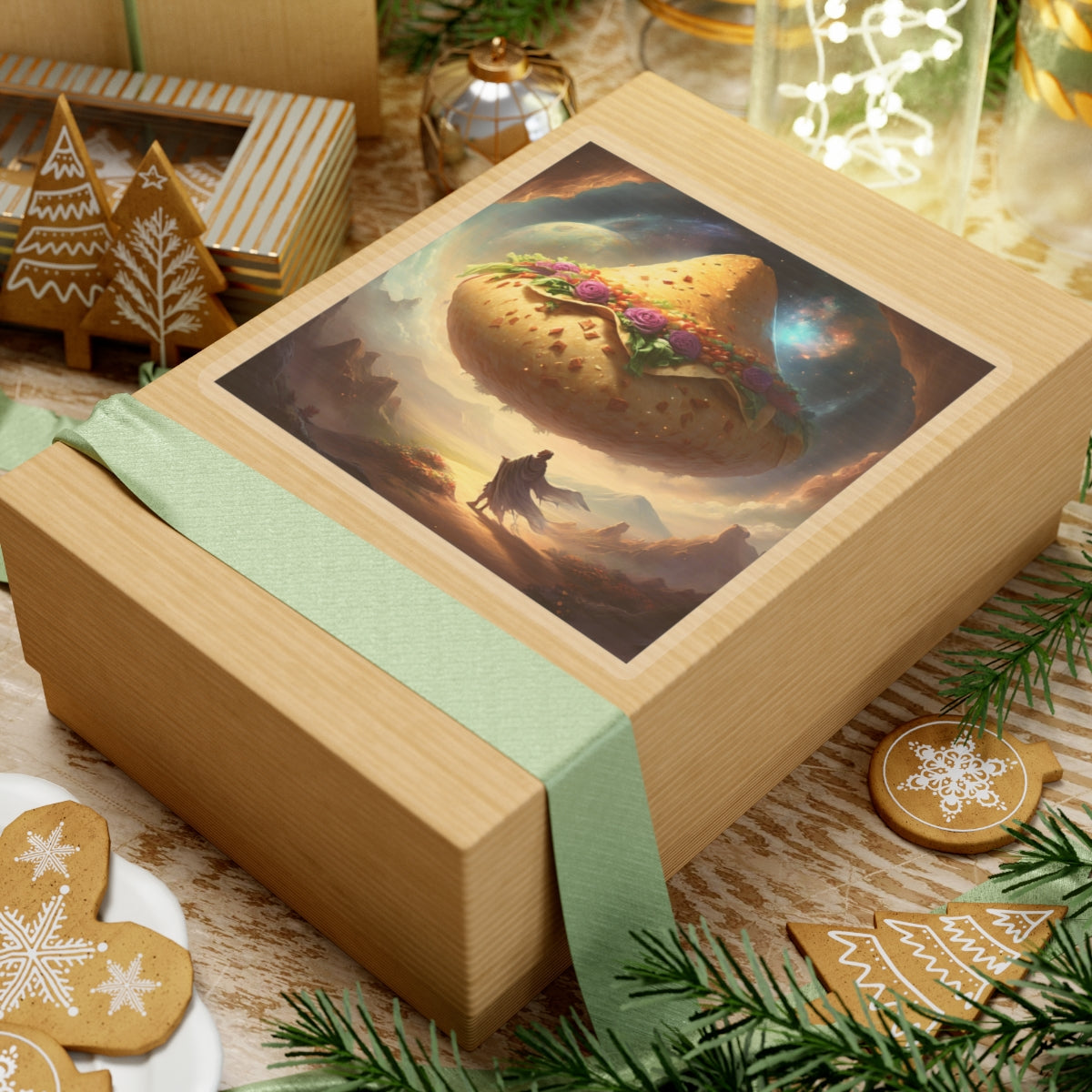 Cosmic Taco Planetoid Surreal Food Fantasy Art Sticker