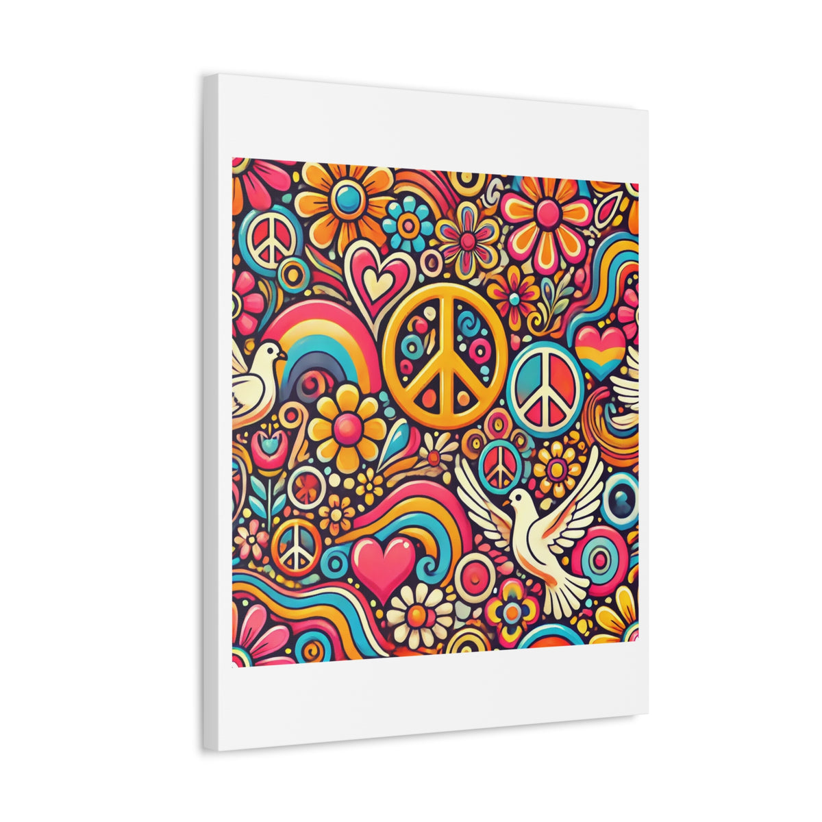 Colorful Peace Floral Pattern Canvas Wall Art
