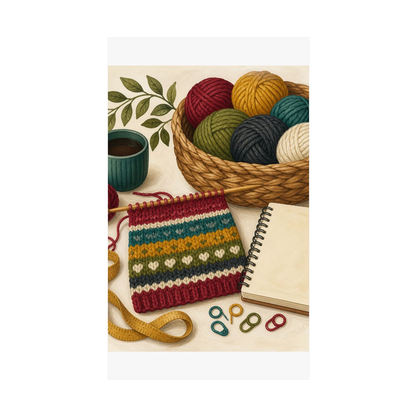 Cozy Knitting and Yarn Hobby Art Poster