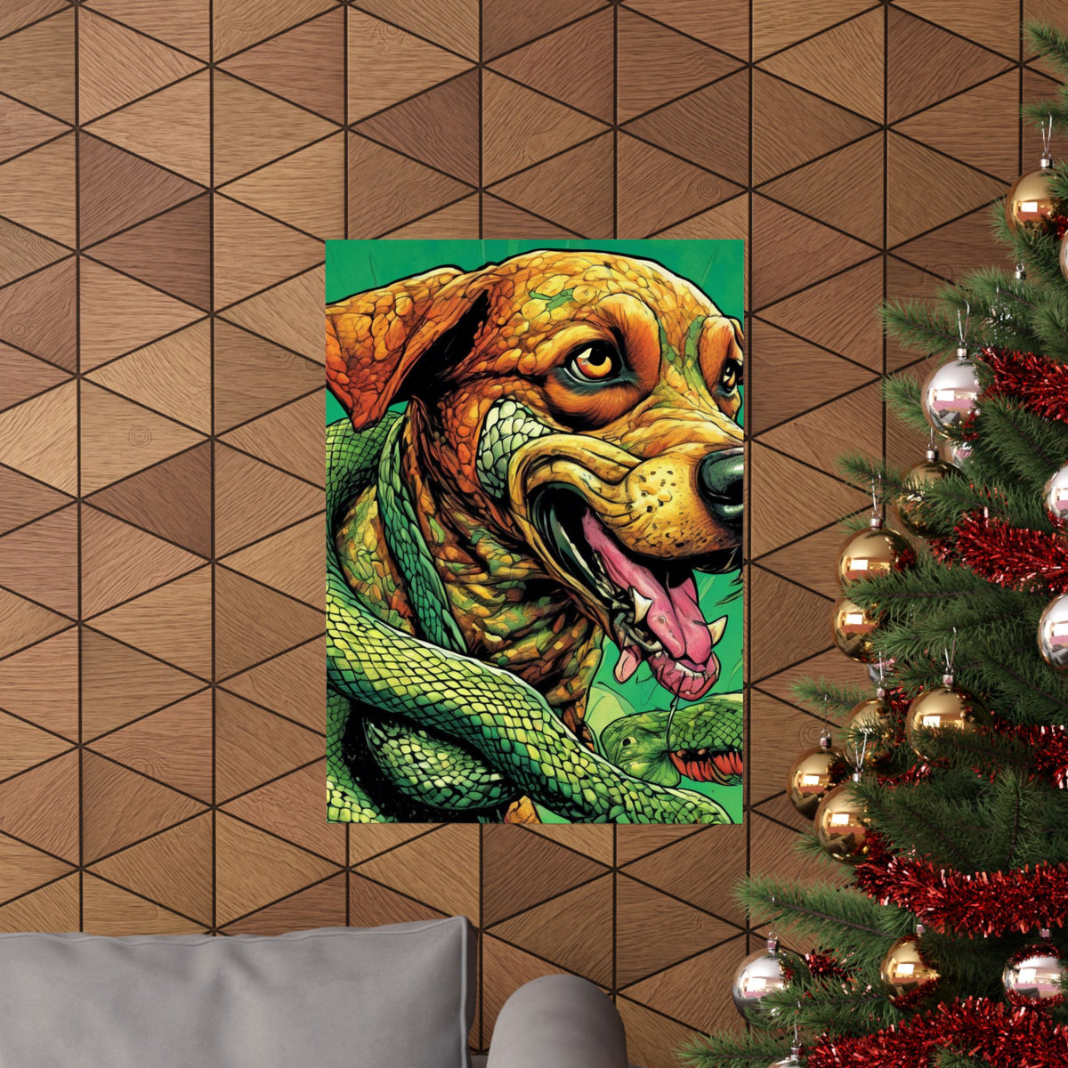 Serpent Guardian Dog Bold Fantasy Creature Art Poster