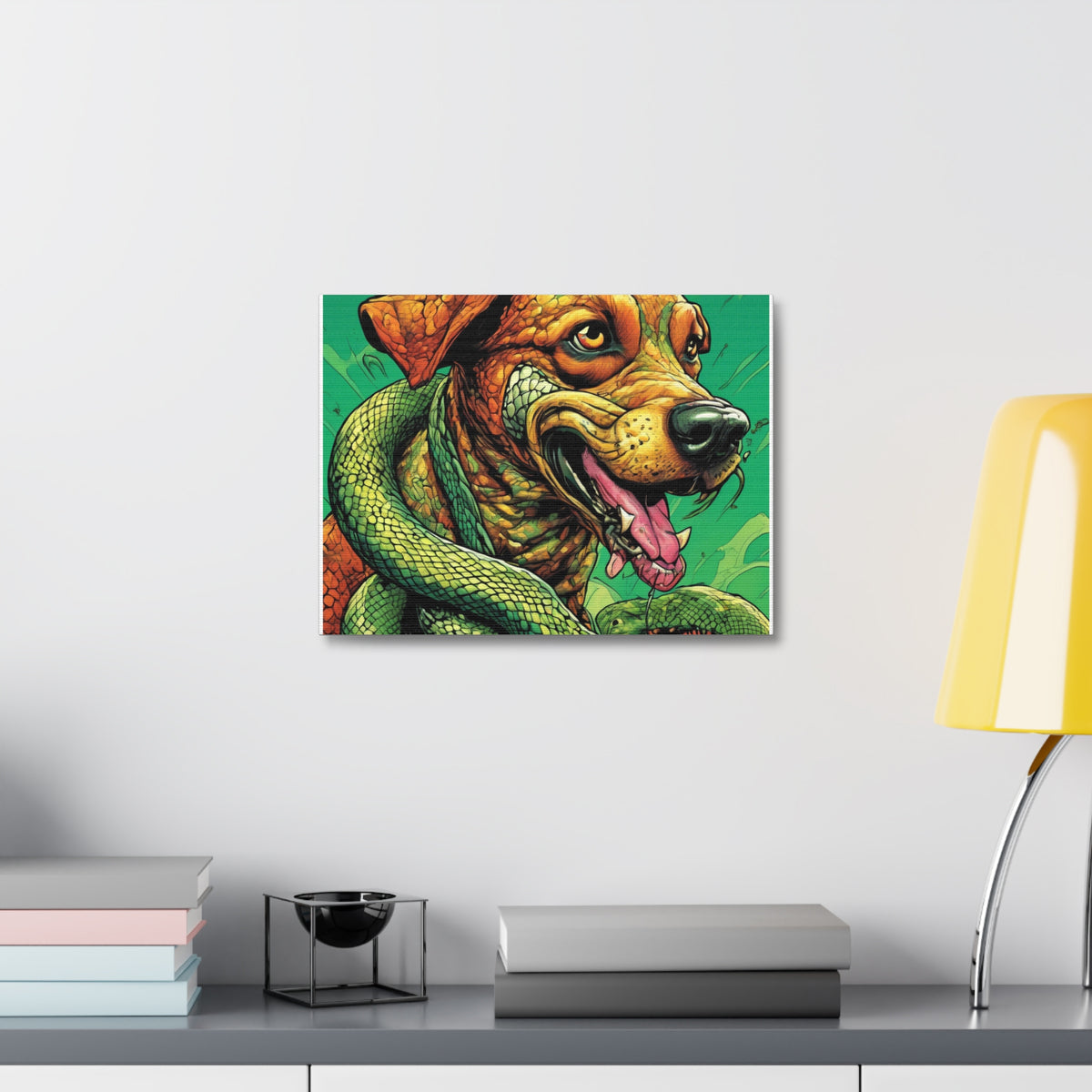 Serpent Guardian Dog Bold Fantasy Creature Canvas Art