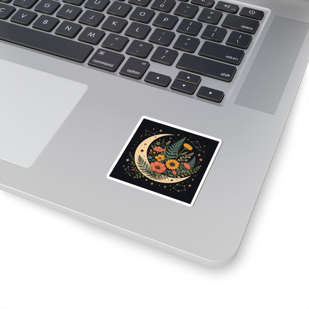 Celestial Wildflower Crescent Moon Botanical Sticker