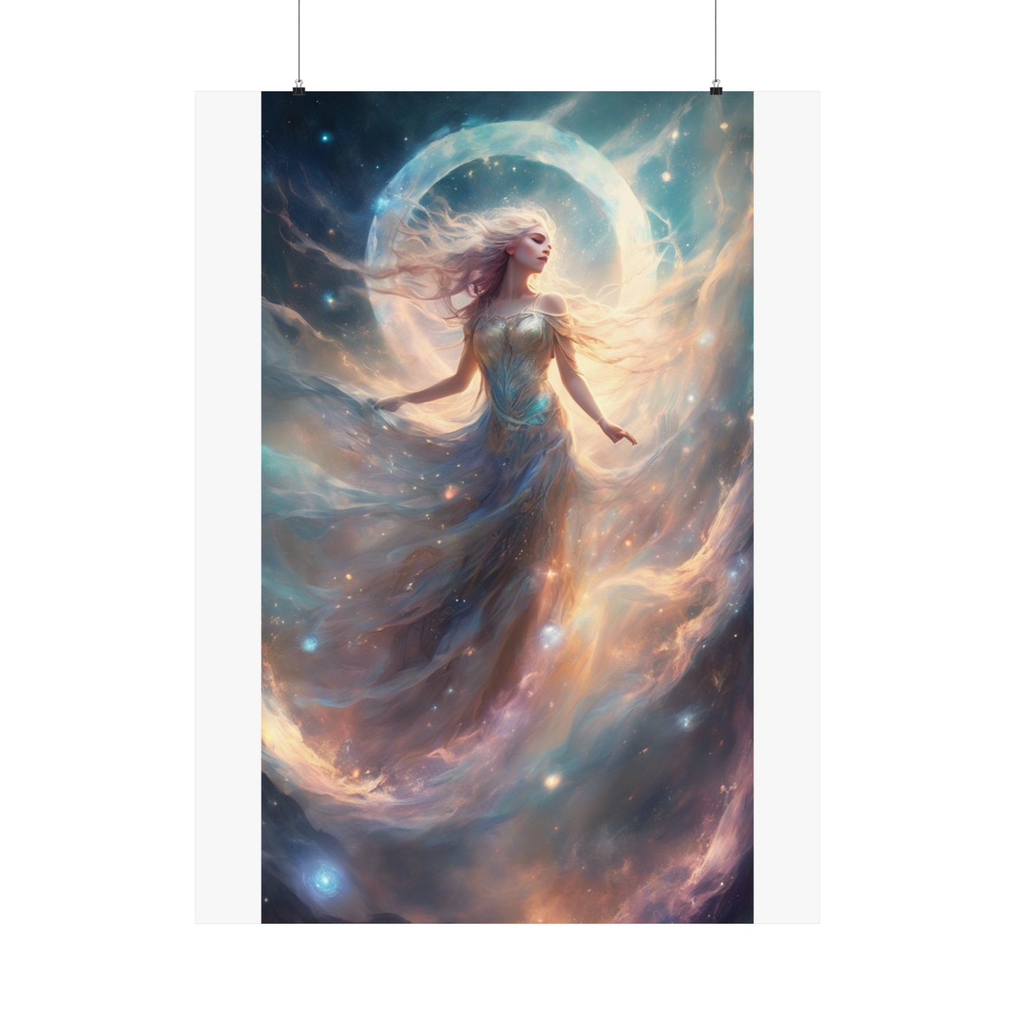 Moonlit Celestial Dancer Fantasy Portrait Poster