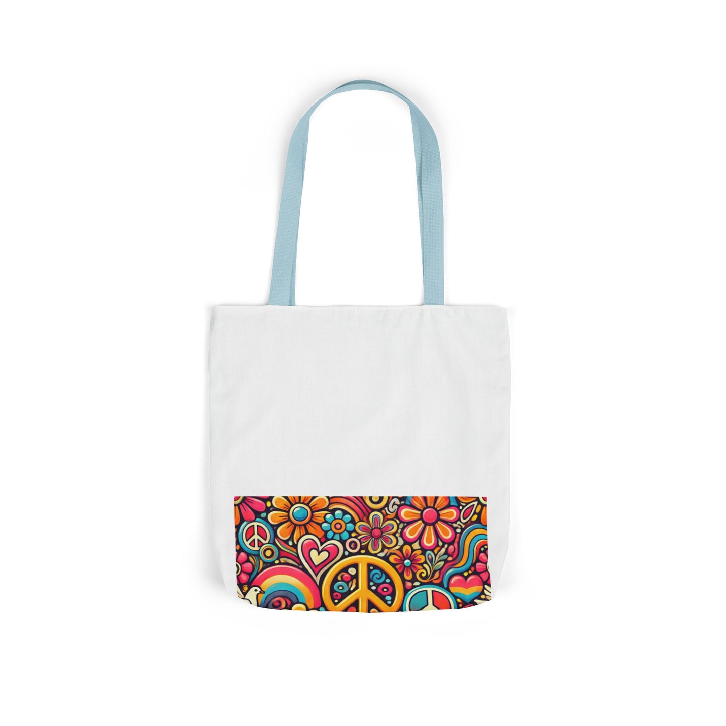 Colorful Peace Floral Pattern Canvas Tote Bag