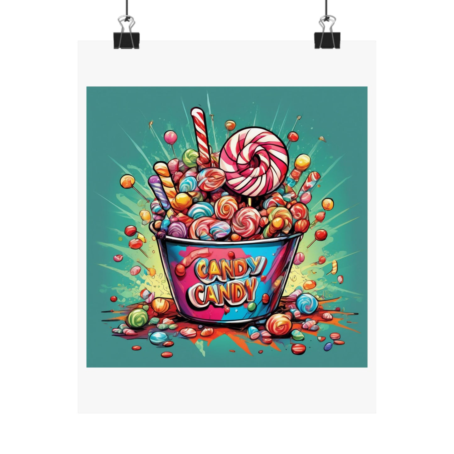 Holiday Candy Bucket Sweets Gift Art Poster
