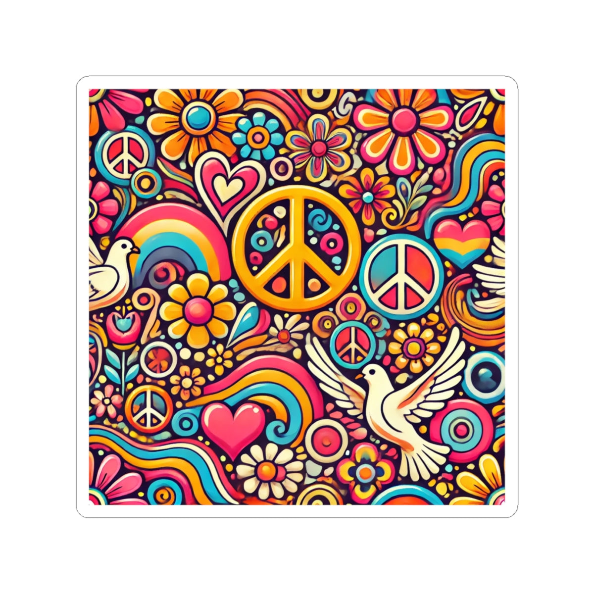 Colorful Peace Floral Pattern Sticker