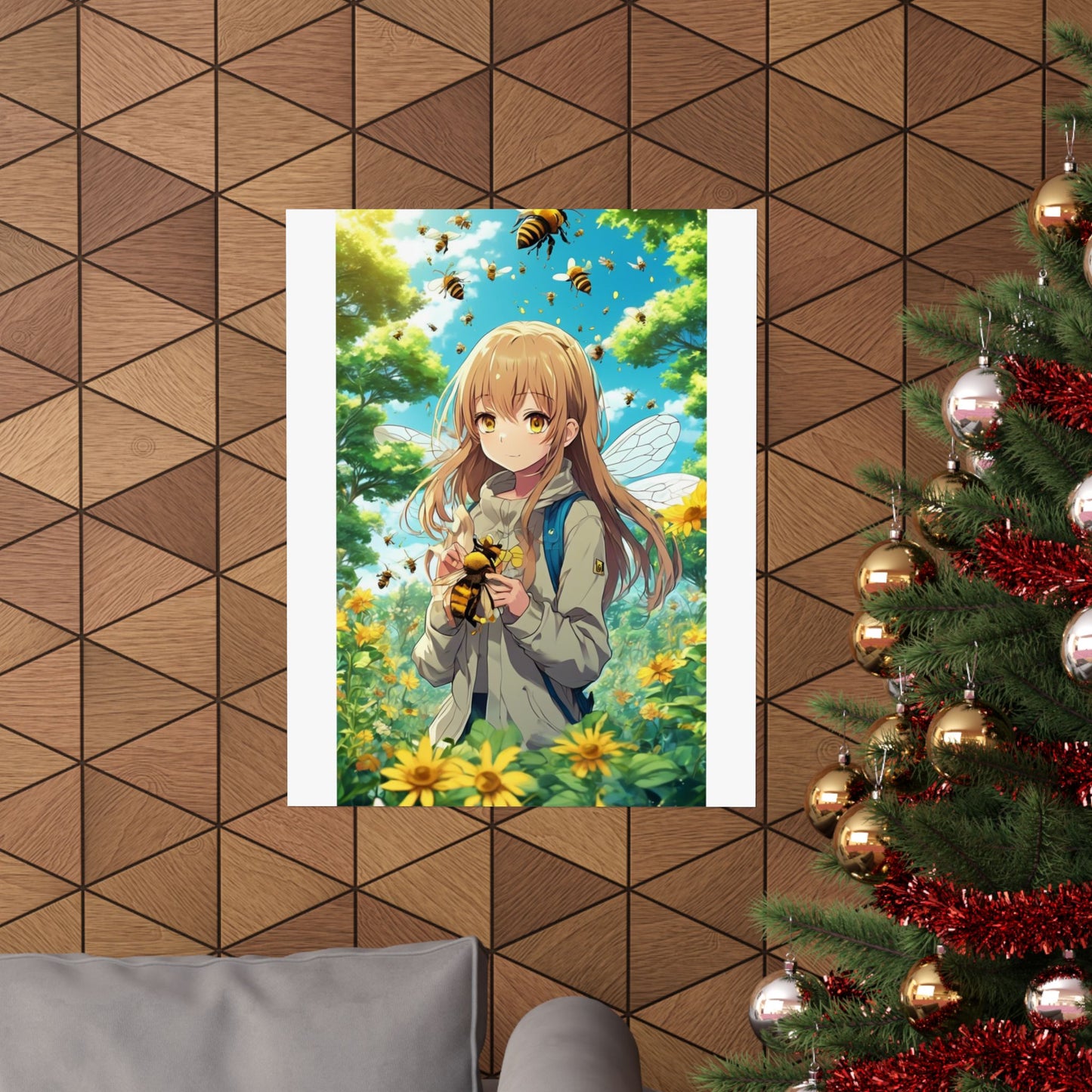 Bee Fairy Garden Anime Nature Art Poster