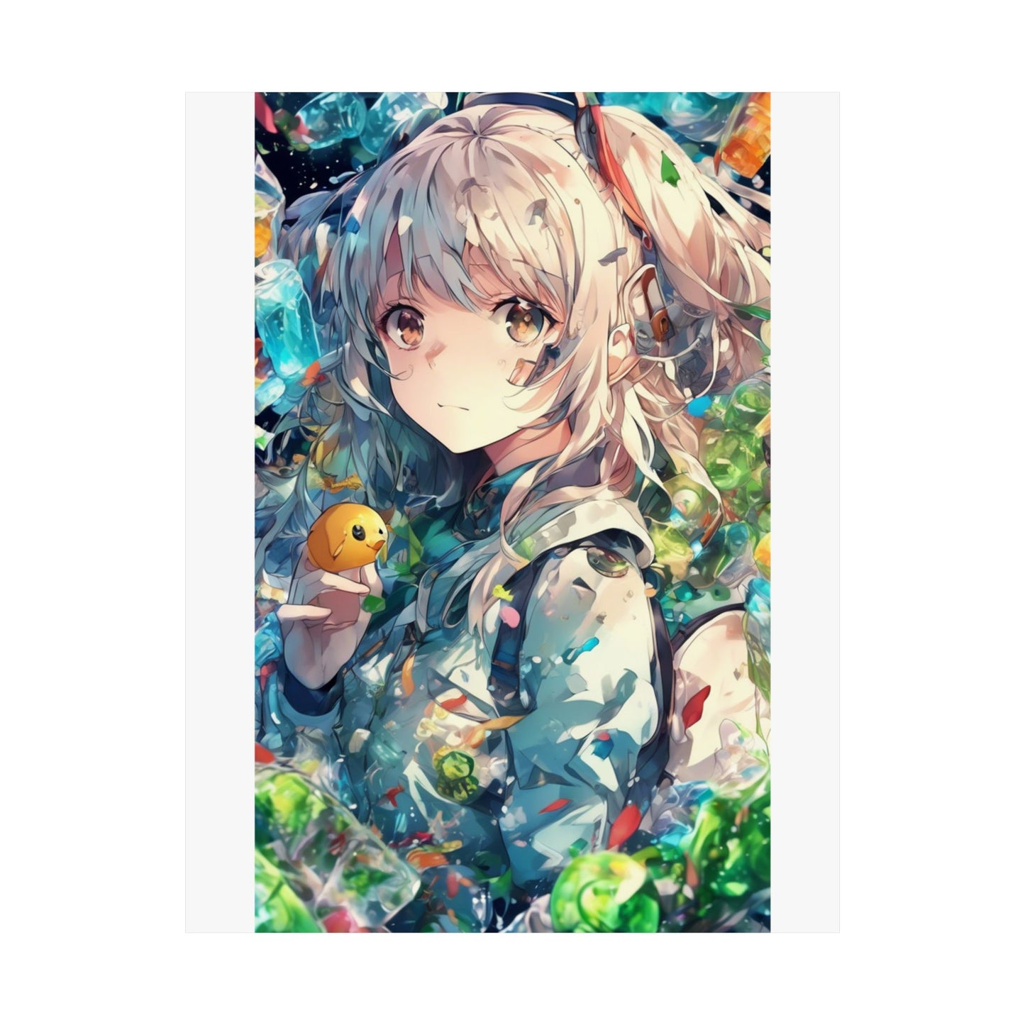 Crystal Bottle Anime Portrait Colorful Wall Poster