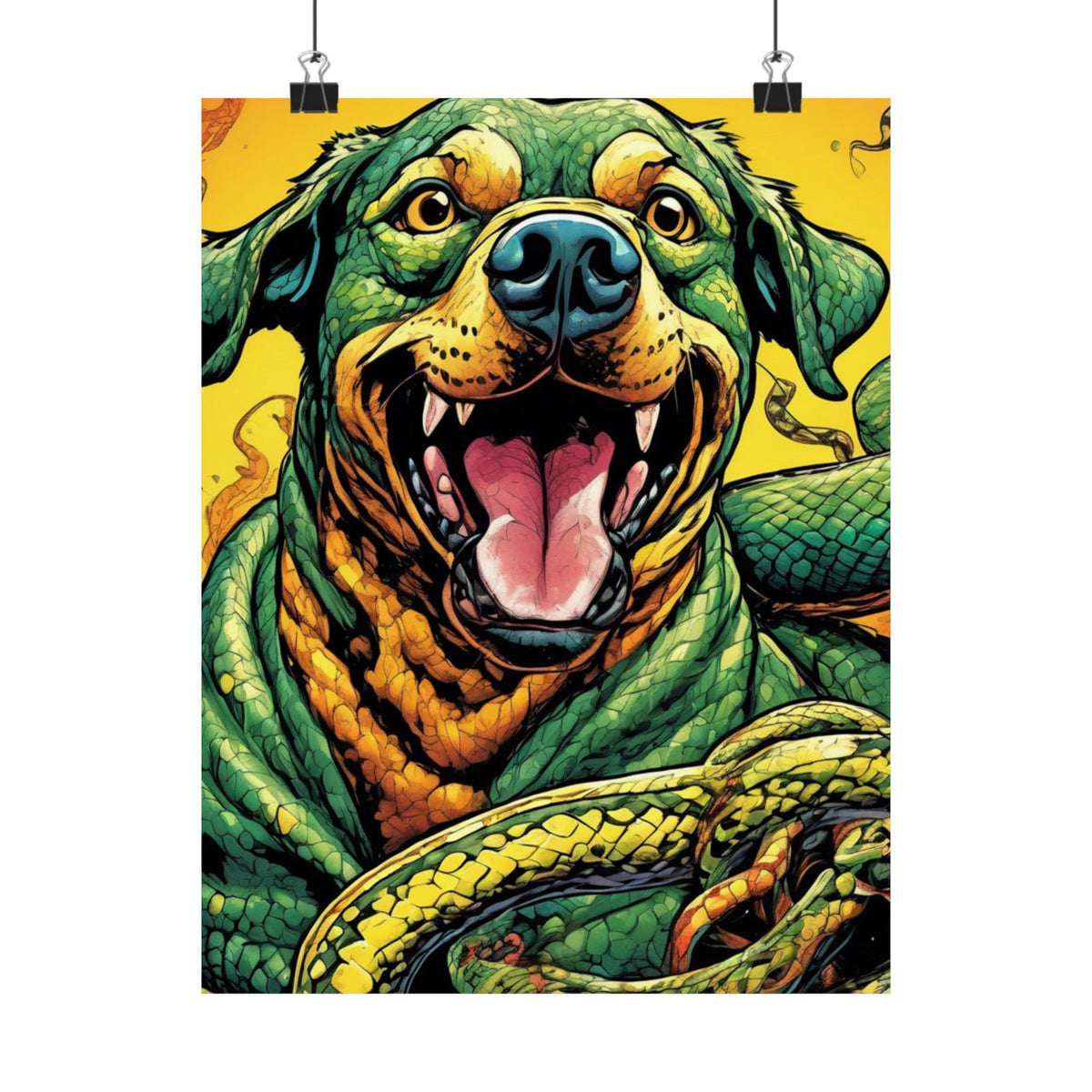 Surreal Serpent Hound Dark Fantasy Wall Art Poster