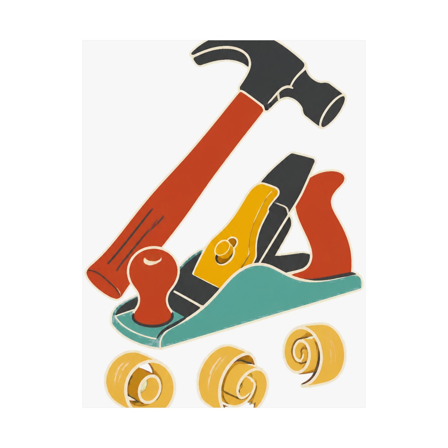 Carpenter Hammer Hand Plane Woodworking Art Poster