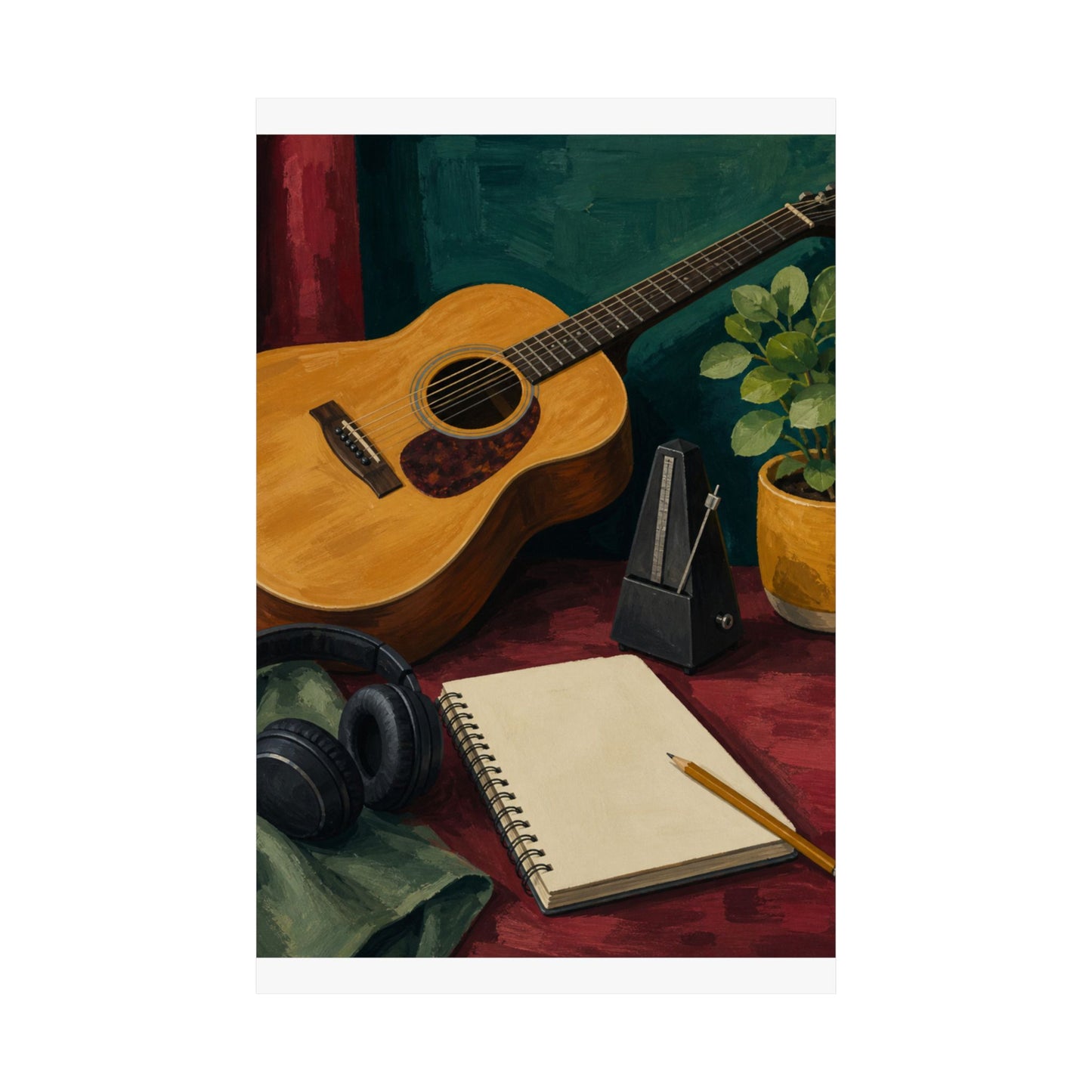 Cozy Acoustic Music Practice Art Poster