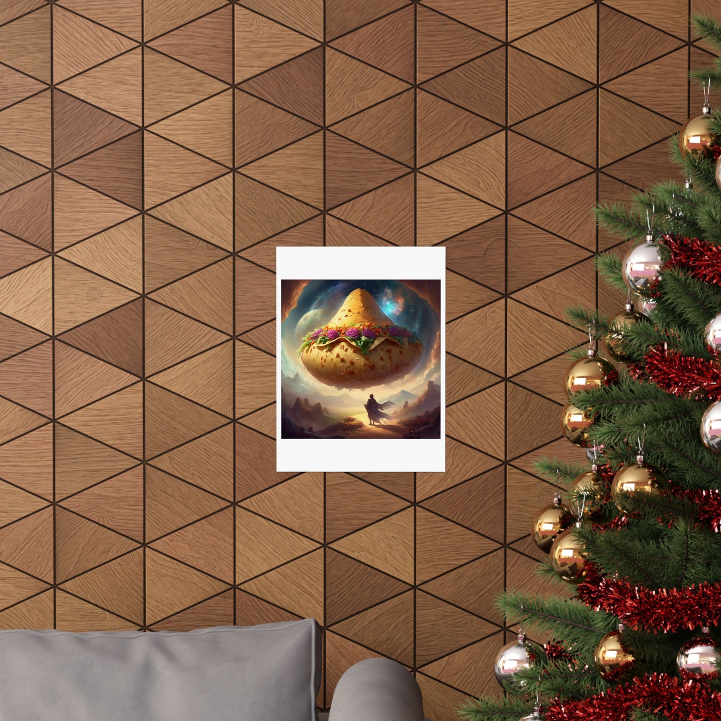 Cosmic Taco Planetoid Surreal Food Fantasy Art Poster