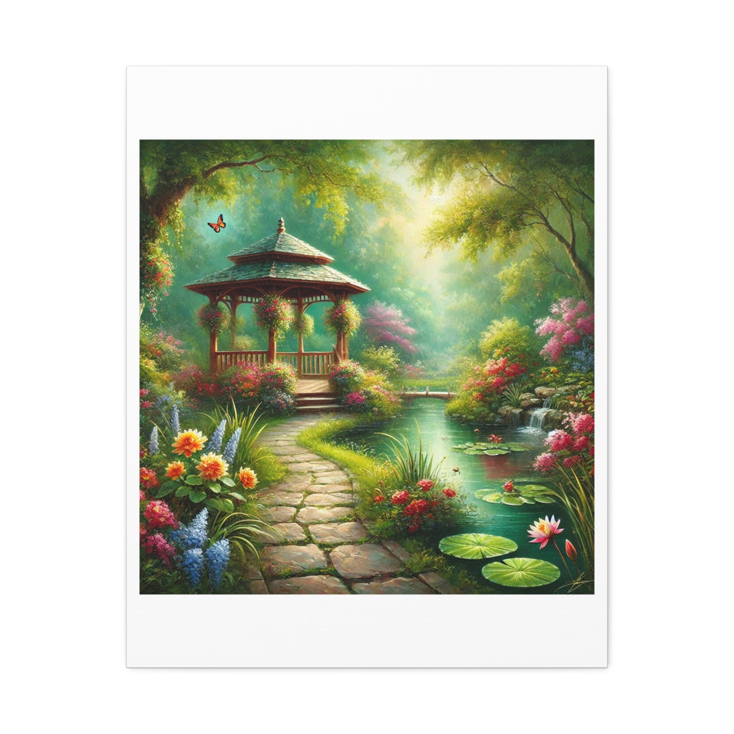 Spring Garden Gazebo Floral Landscape Canvas