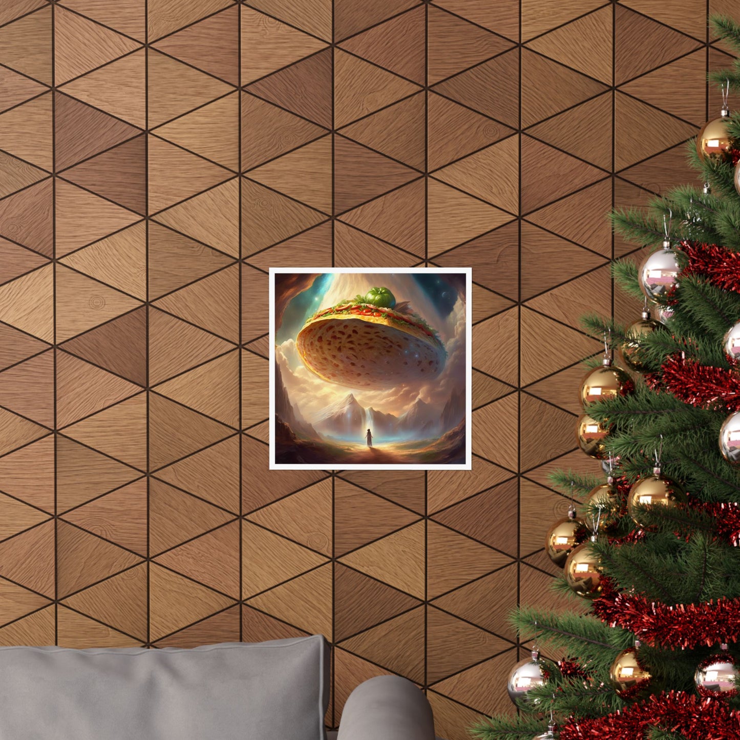 Cosmic Taco UFO Surreal Food Fantasy Art Poster
