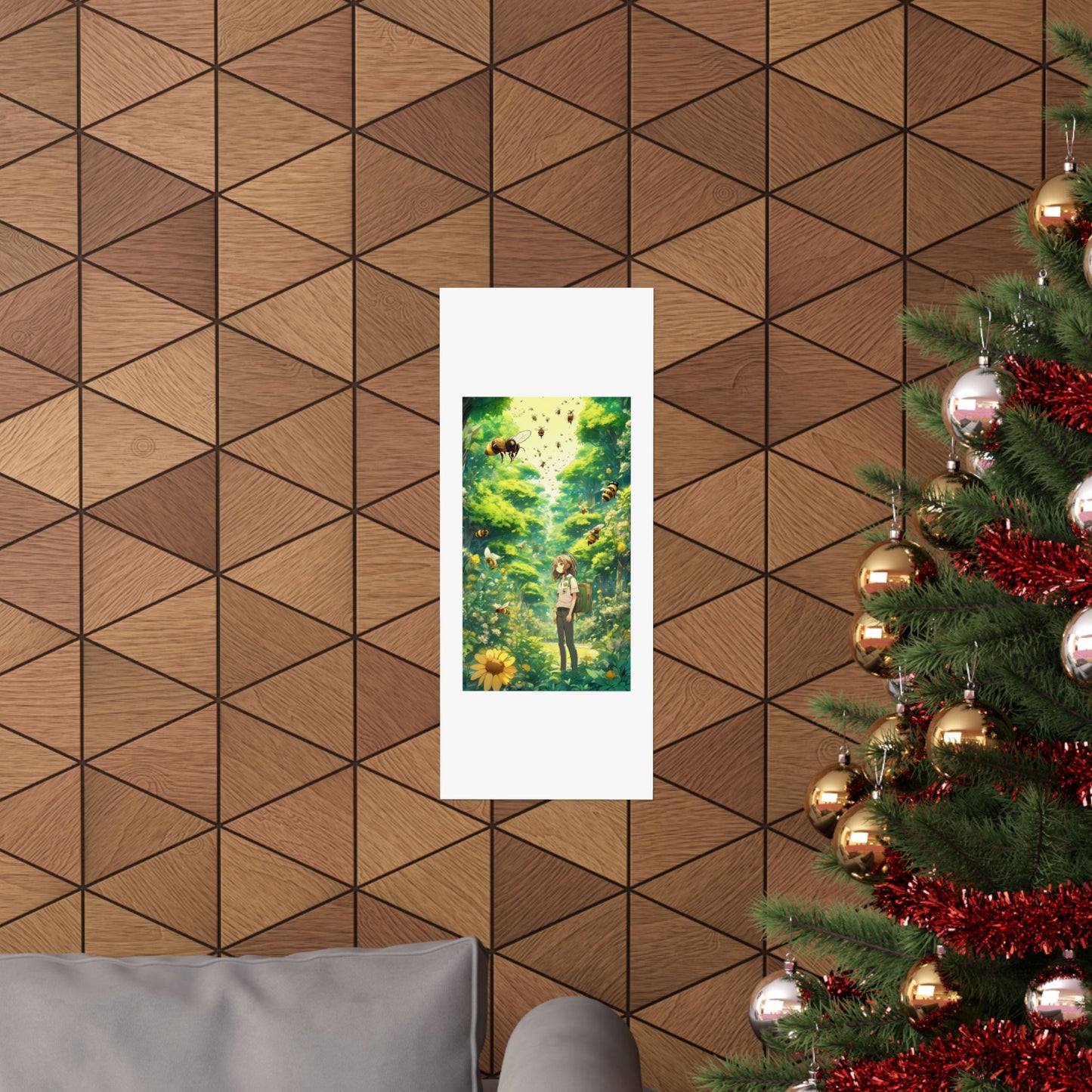 Bee Garden Explorer Anime Nature Art Poster