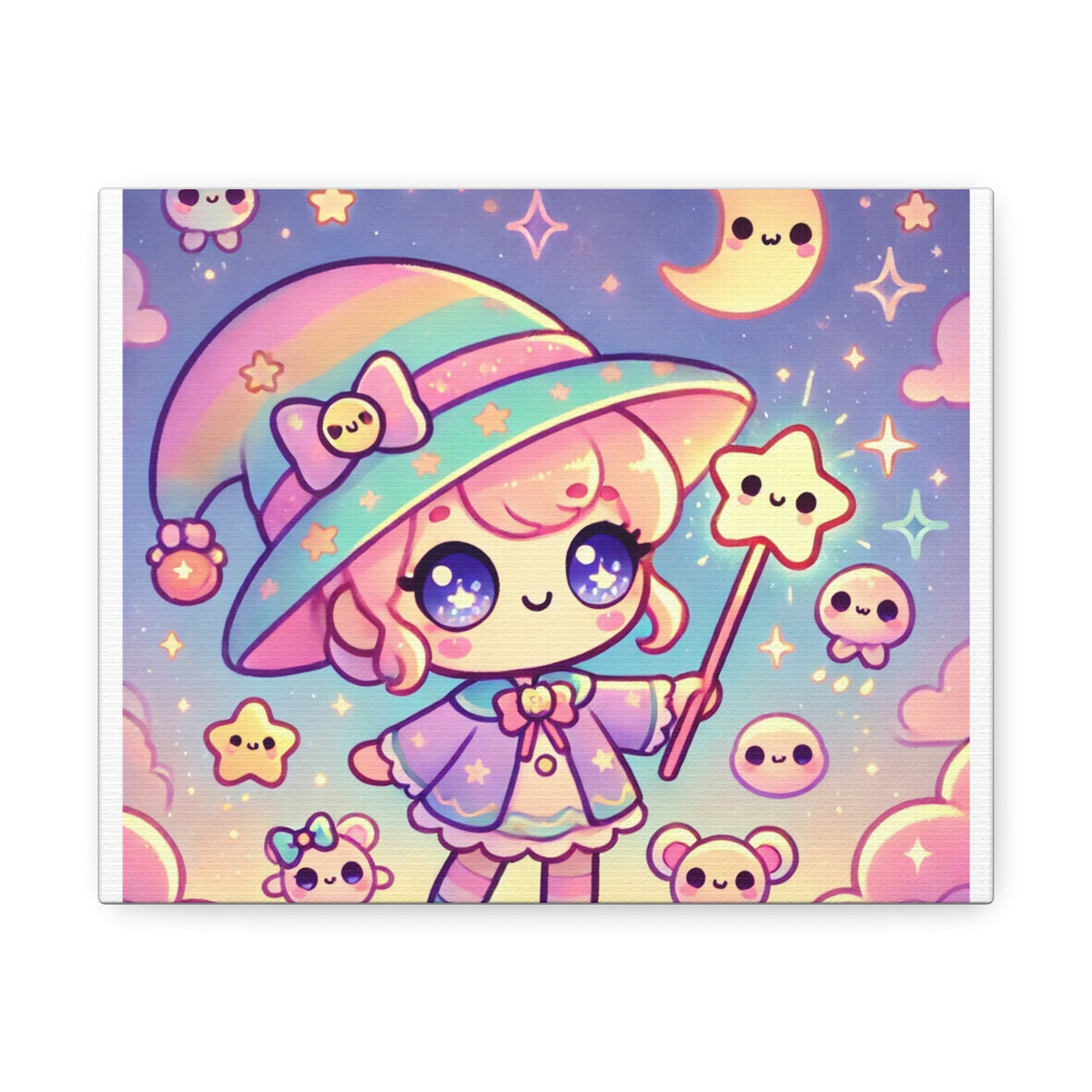 Kawaii Moon Wand Pastel Fantasy Canvas Wall Art