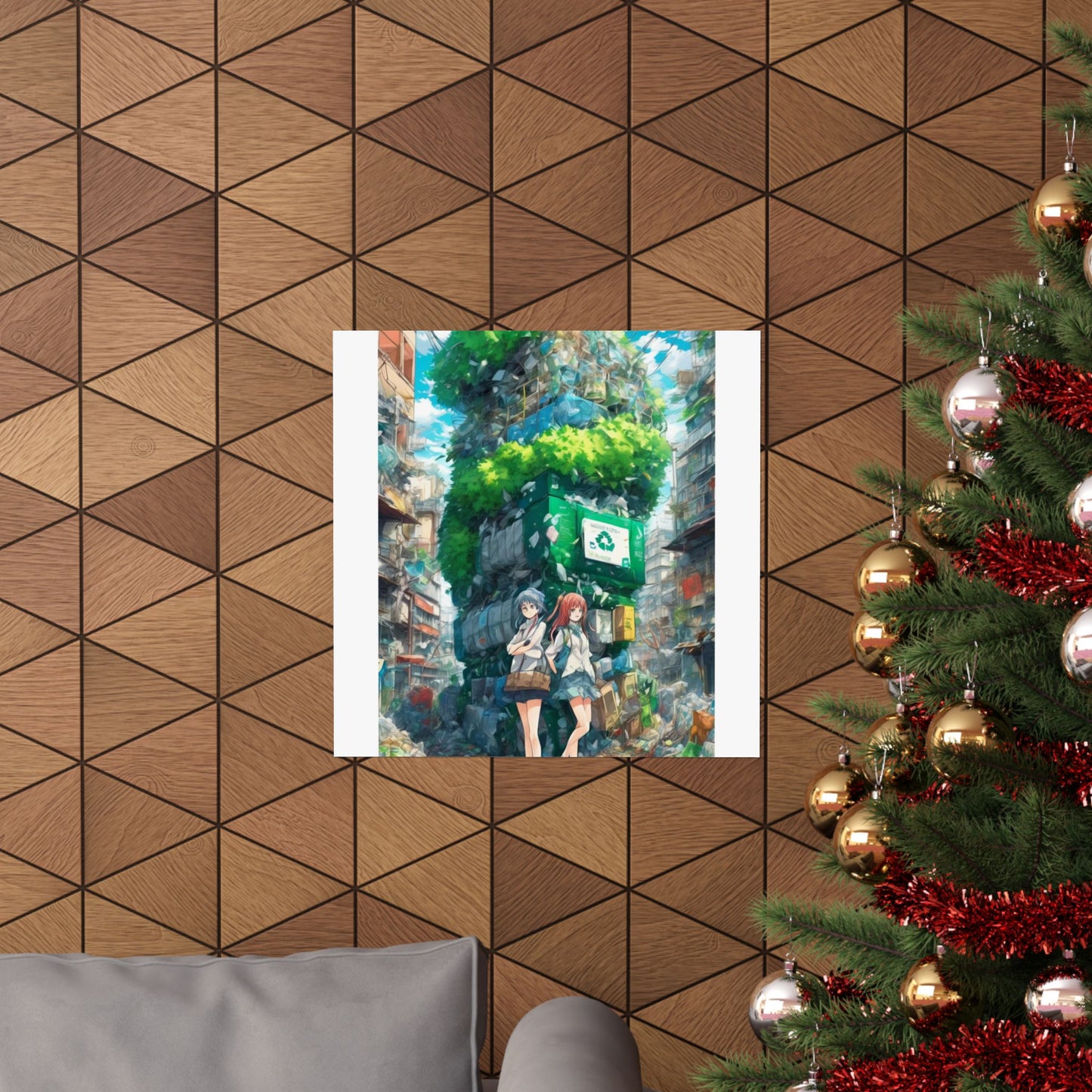 Urban Recycling Anime Friends Green City Wall Poster
