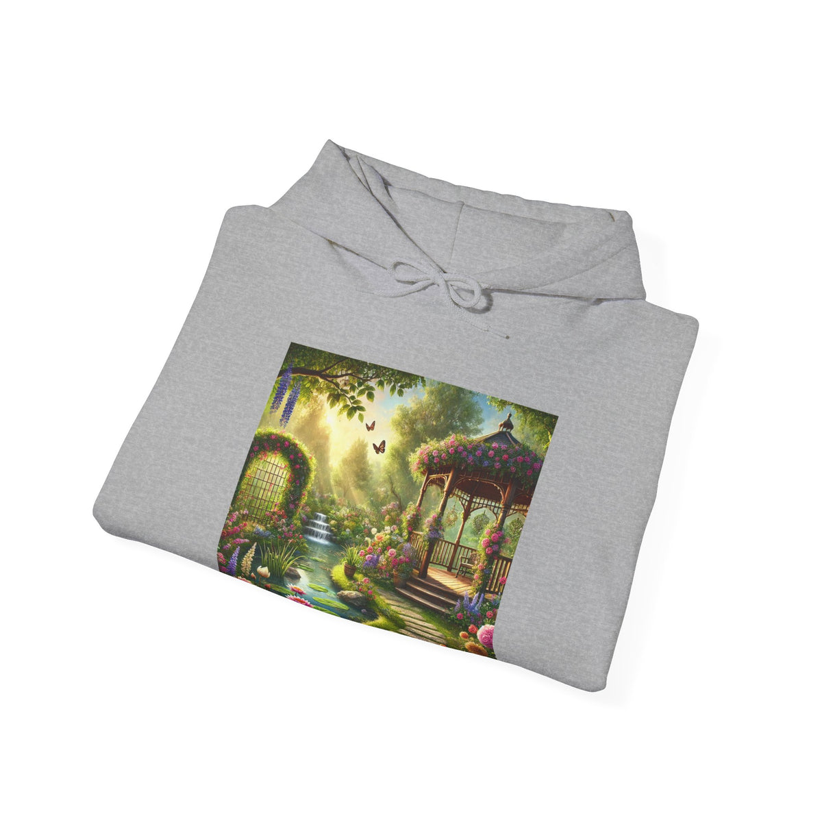 Sunlit Rose Gazebo Cottage Garden Hoodie